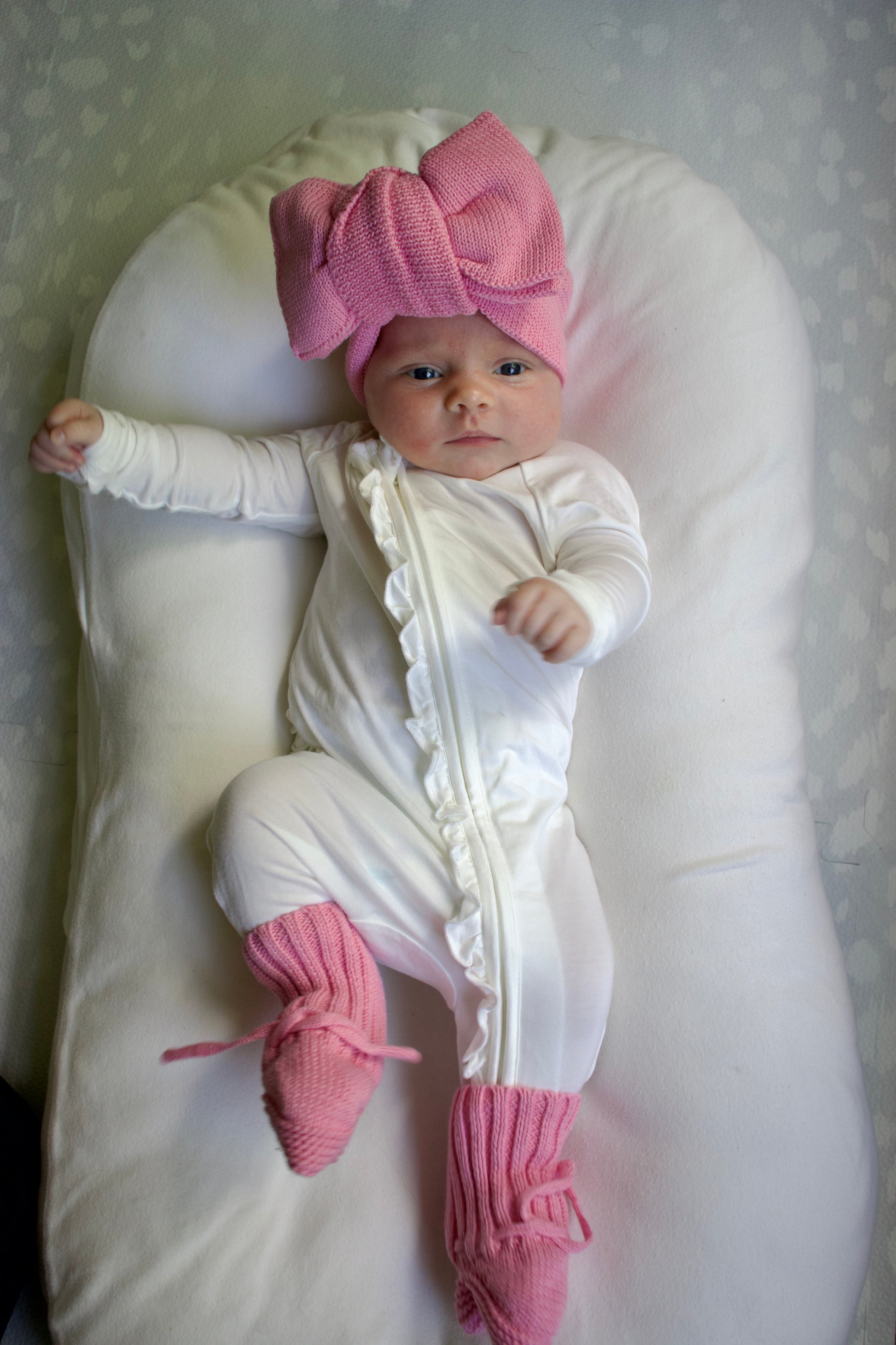 Ruffle - Footed Bamboo Baby Pajama with 2 Zipper – Soft & Breathable Sleepwear | White