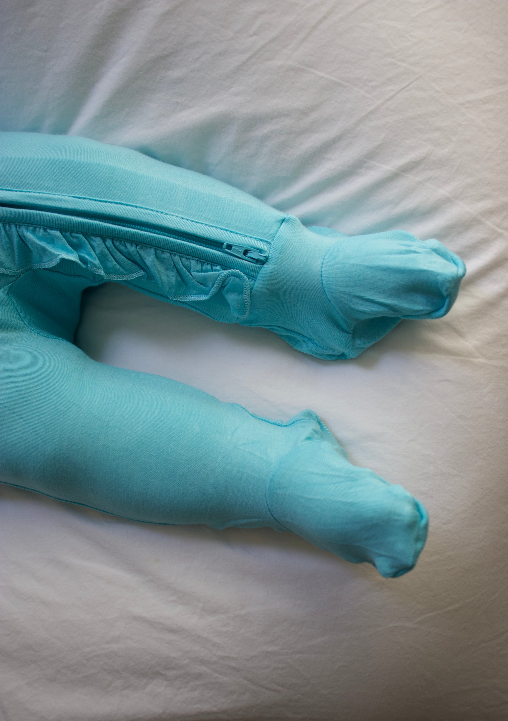 Ruffle - Footed Bamboo Baby Pajama with 2 Zipper – Soft & Breathable Sleepwear | Capri Blue