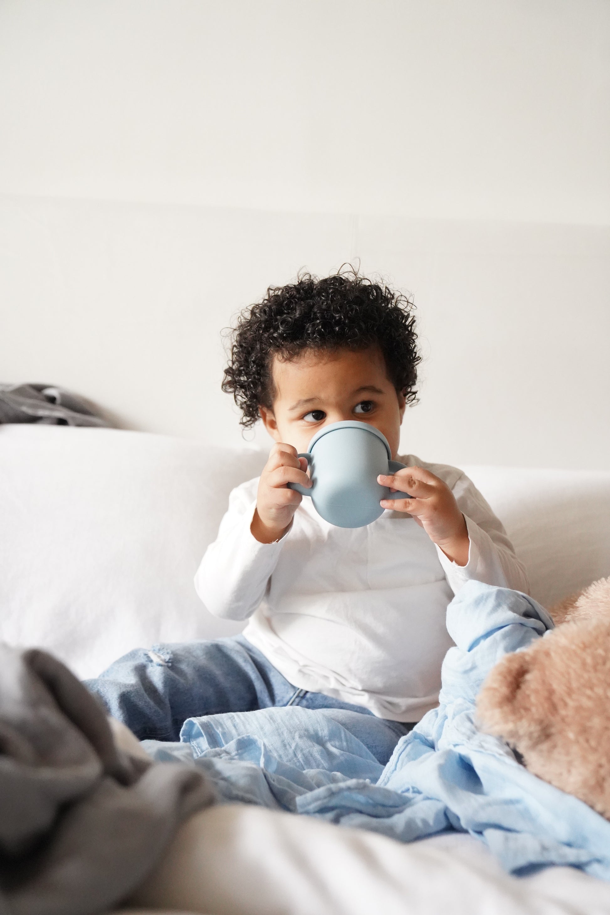 2-in-1 Silicone Training Cup – Baby Blue