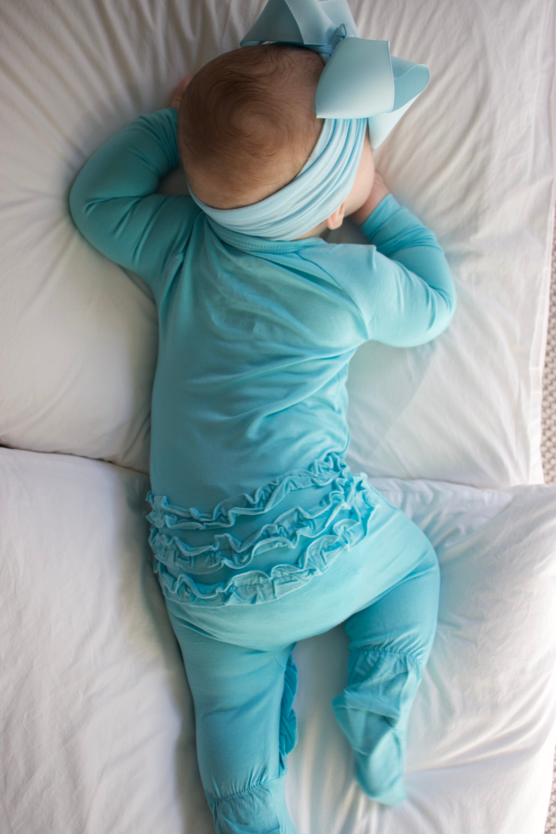 Ruffle - Footed Bamboo Baby Pajama with 2 Zipper – Soft & Breathable Sleepwear | Capri Blue