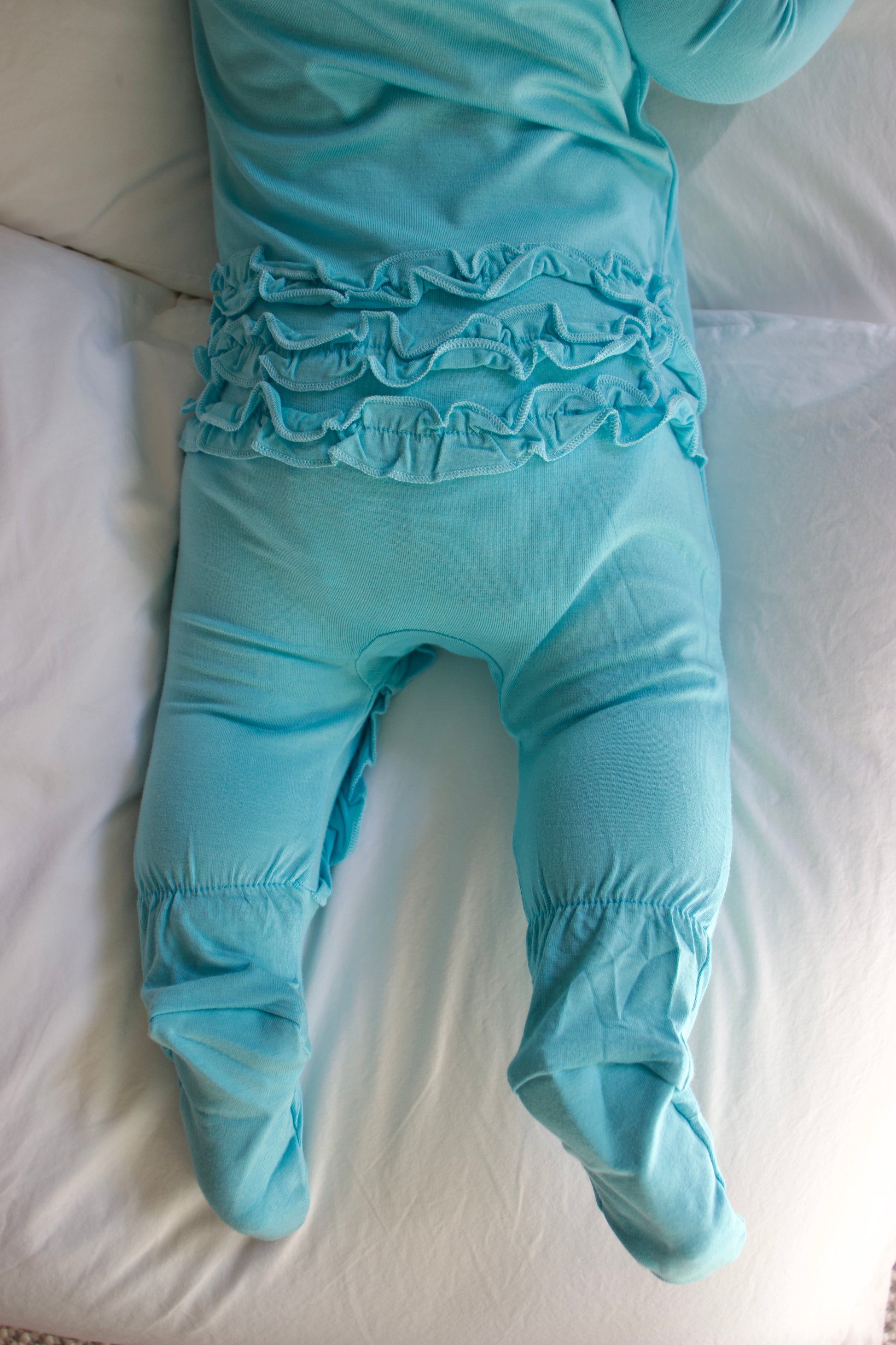 Ruffle - Footed Bamboo Baby Pajama with 2 Zipper – Soft & Breathable Sleepwear | Capri Blue