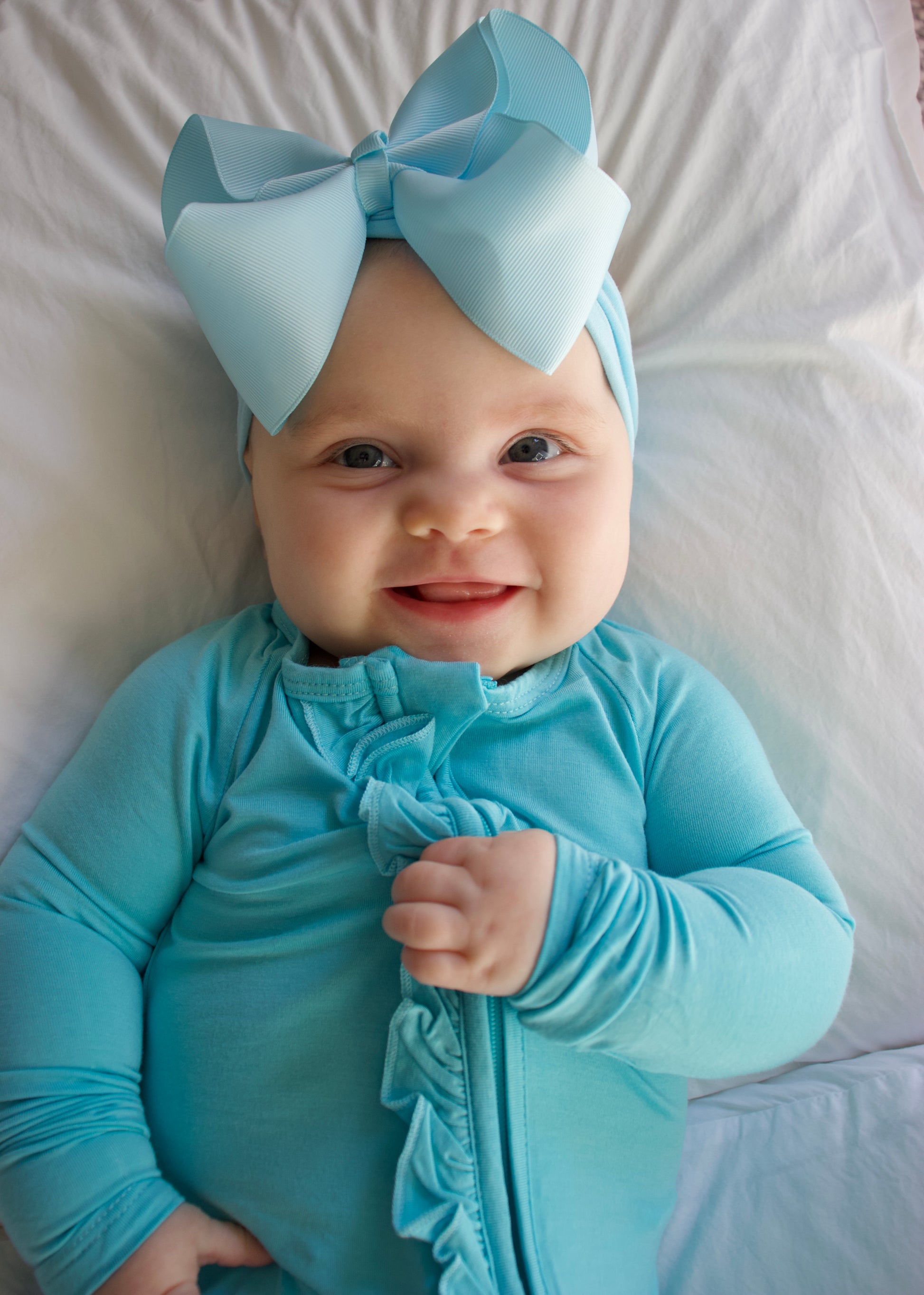 Ruffle - Footed Bamboo Baby Pajama with 2 Zipper – Soft & Breathable Sleepwear | Capri Blue