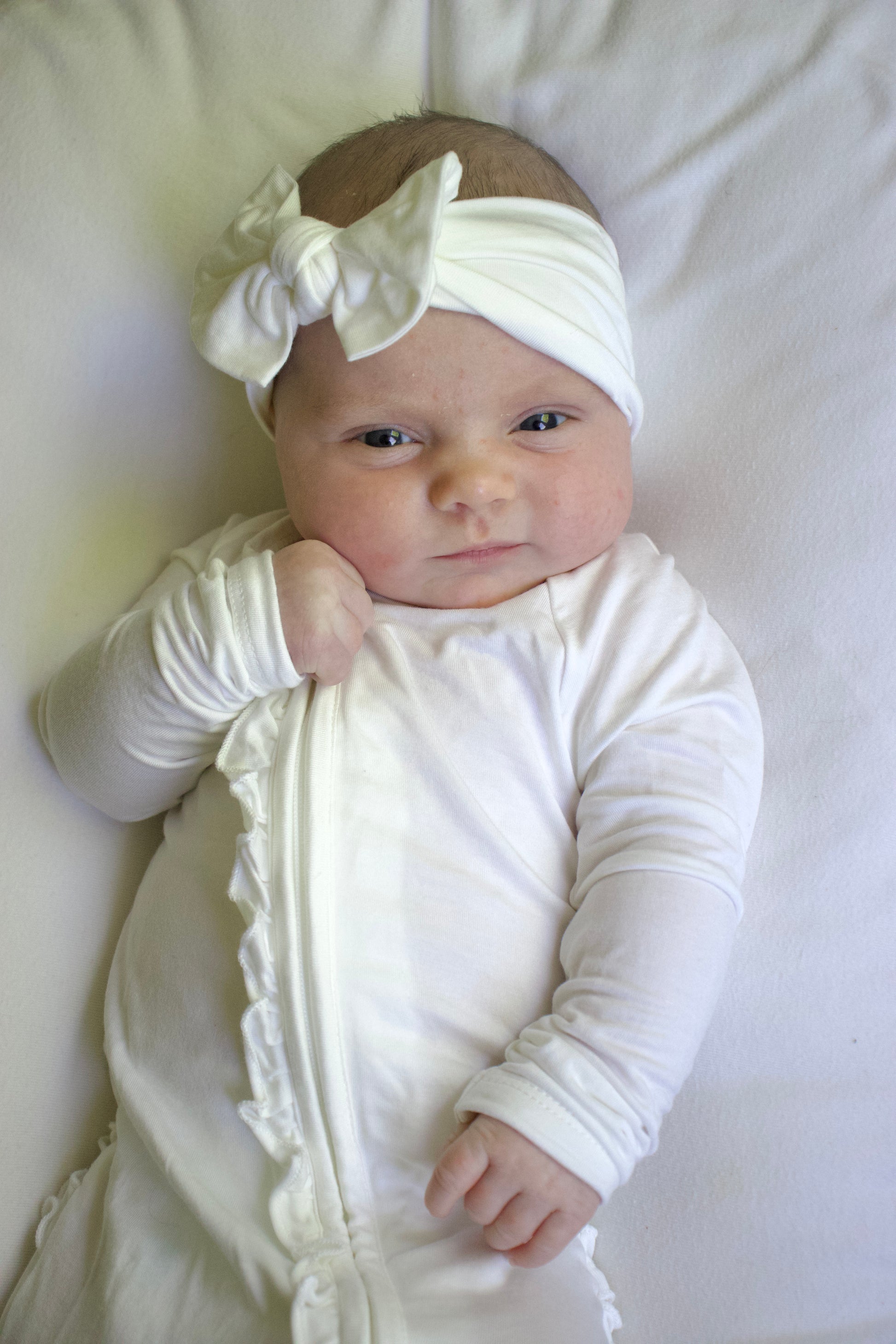 Ruffle - Footed Bamboo Baby Pajama with 2 Zipper – Soft & Breathable Sleepwear | White