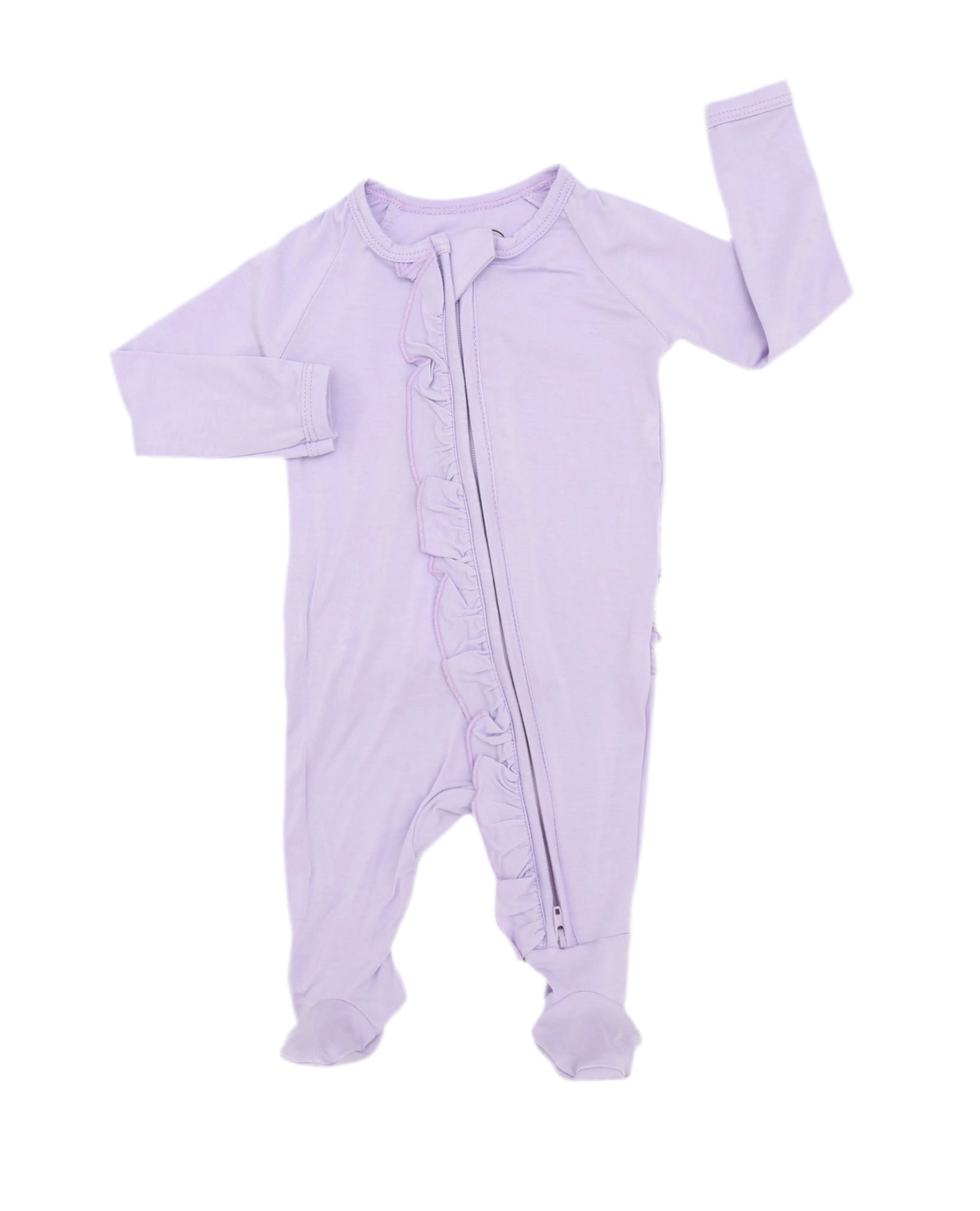 Ruffle - Footed Bamboo Baby Pajama with 2 Zipper – Soft & Breathable Sleepwear | Lavender