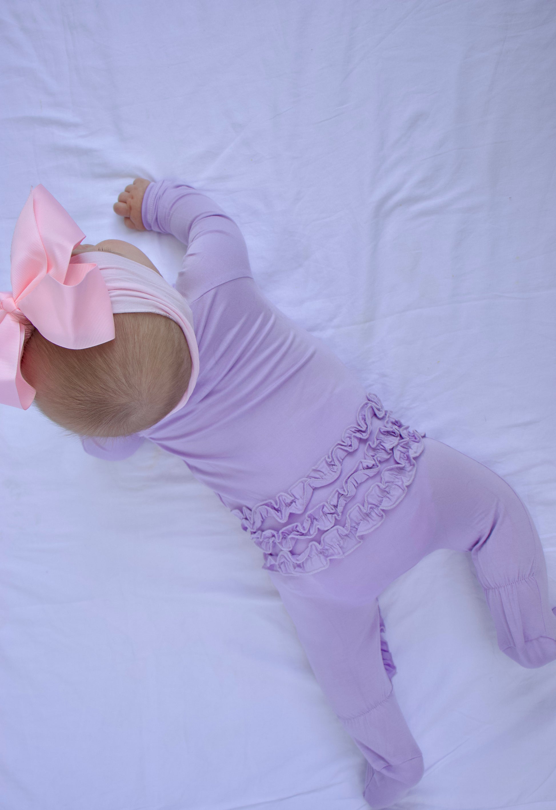 Ruffle - Footed Bamboo Baby Pajama with 2 Zipper – Soft & Breathable Sleepwear | Lavender