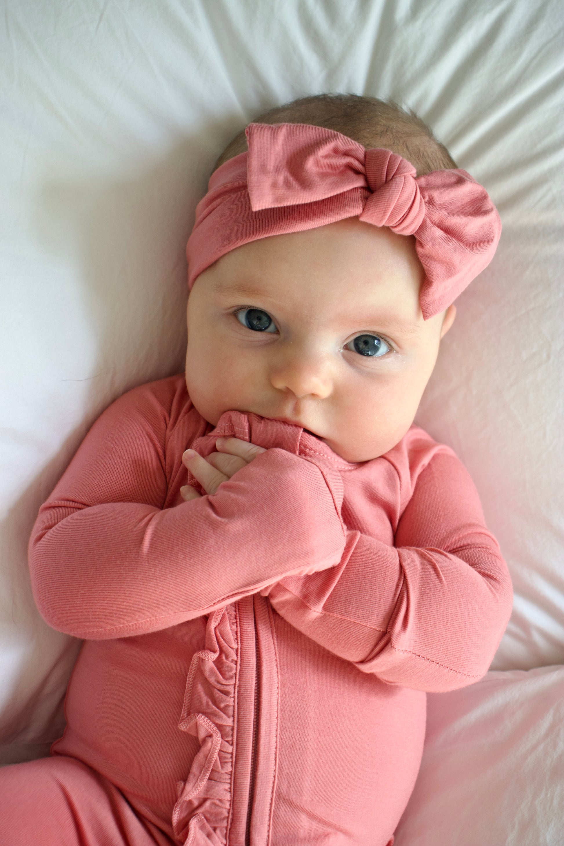 Ruffle - Footed Bamboo Baby Pajama with 2 Zipper – Soft & Breathable Sleepwear | Rose Pink