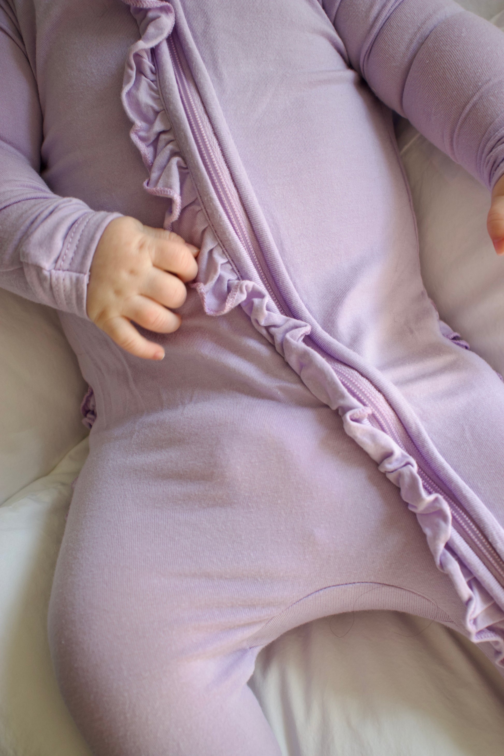Ruffle - Footed Bamboo Baby Pajama with 2 Zipper – Soft & Breathable Sleepwear | Lavender