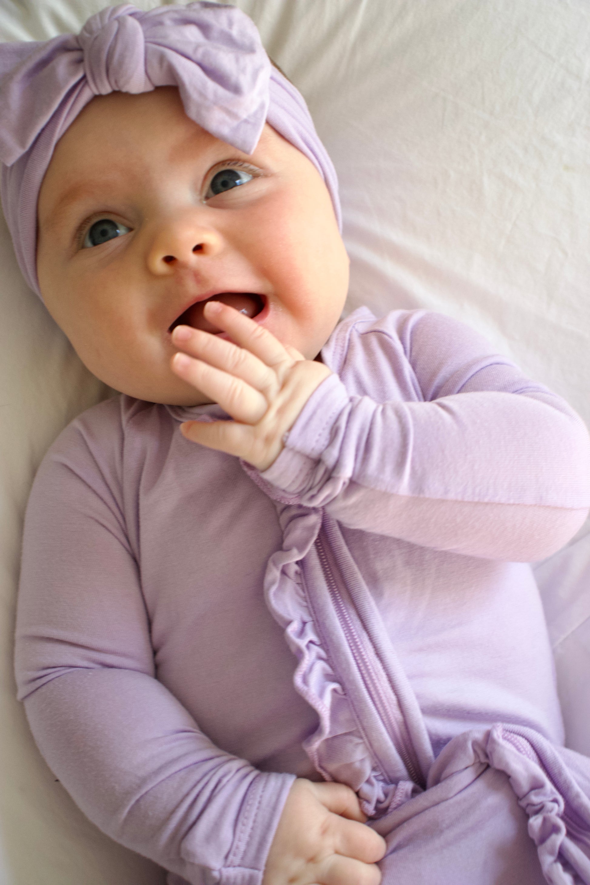 Ruffle - Footed Bamboo Baby Pajama with 2 Zipper – Soft & Breathable Sleepwear | Lavender