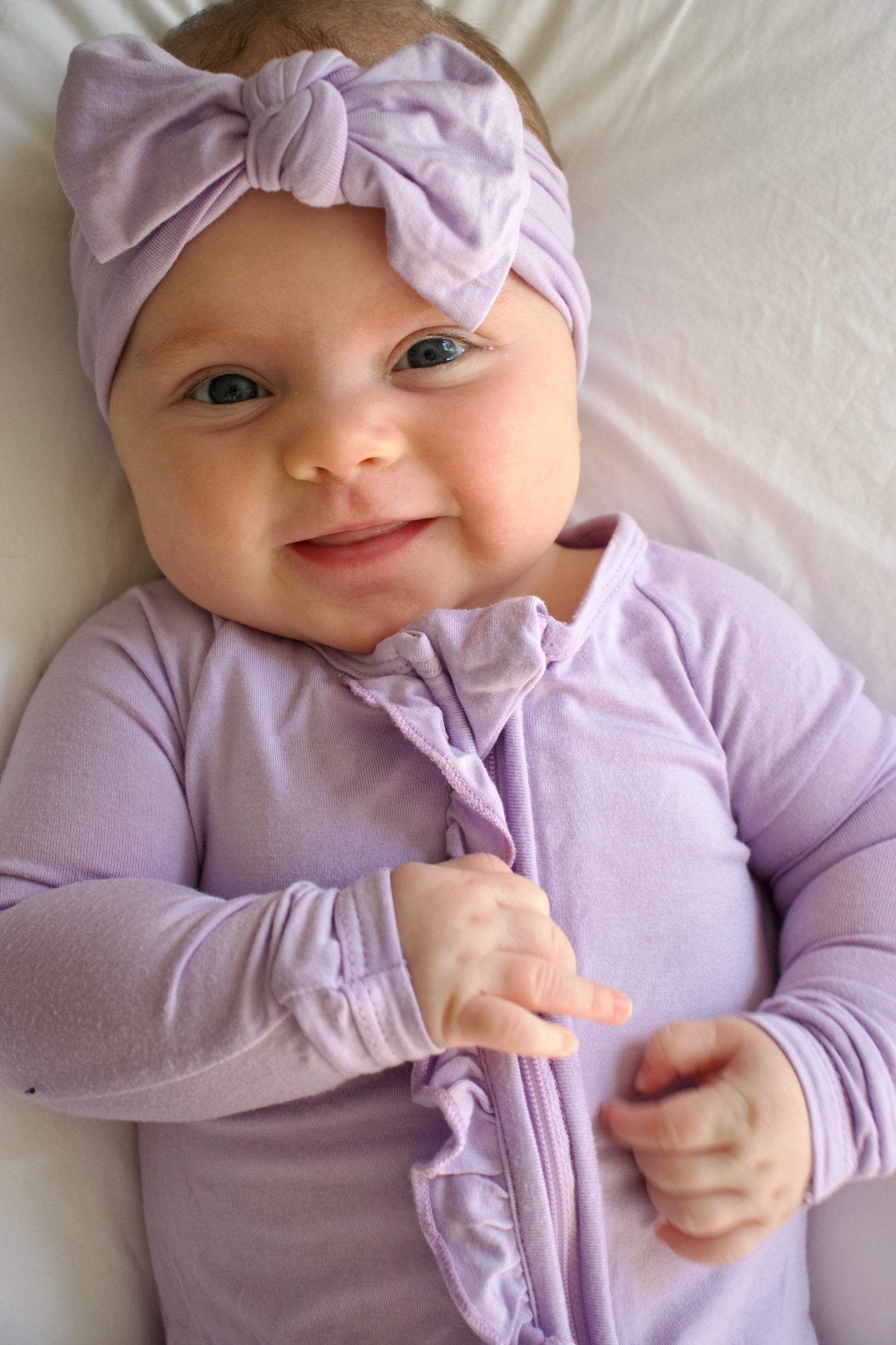 Ruffle - Footed Bamboo Baby Pajama with 2 Zipper – Soft & Breathable Sleepwear | Lavender