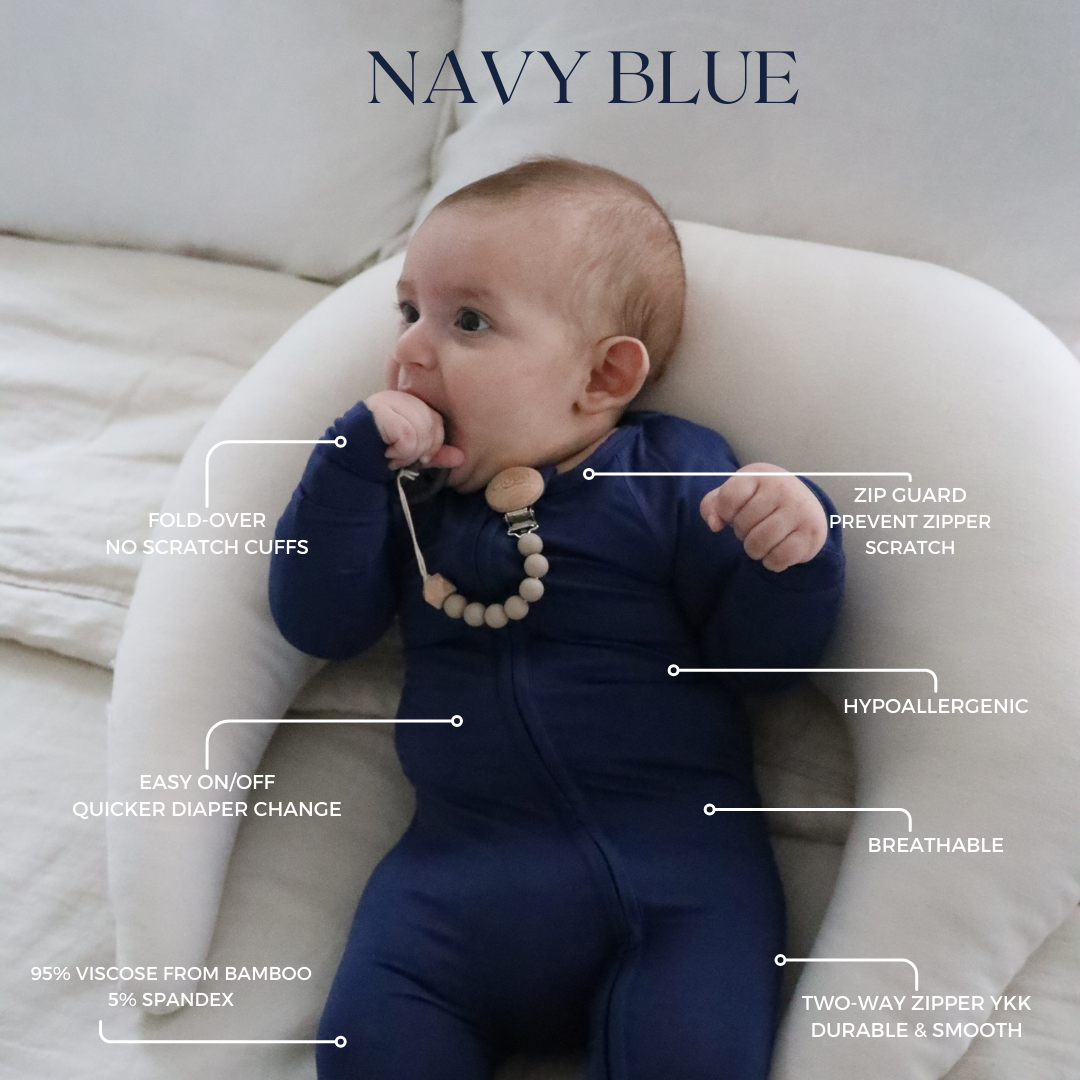 Bamboo Baby Pajama with 2 Zipper – Soft & Breathable Sleepwear | Navy Blue