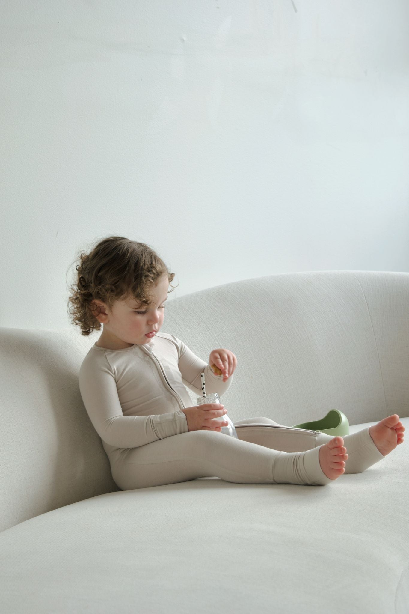 Bamboo Baby Pajama with 2 Zipper – Soft & Breathable Sleepwear | Beige