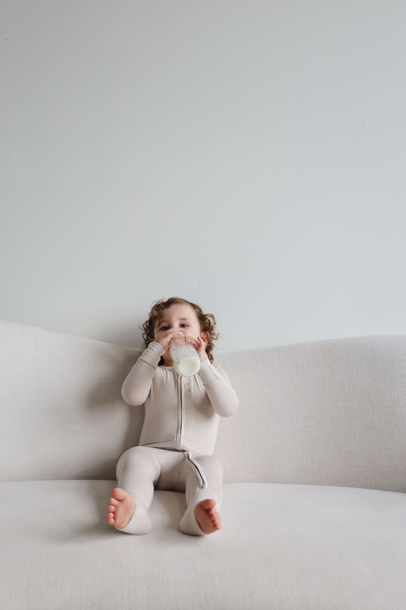 Bamboo Baby Pajama with 2 Zipper – Soft & Breathable Sleepwear | Beige