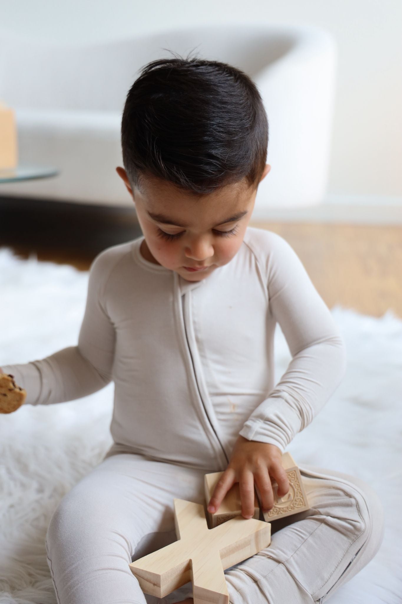 Bamboo Baby Pajama with 2 Zipper – Soft & Breathable Sleepwear | Beige