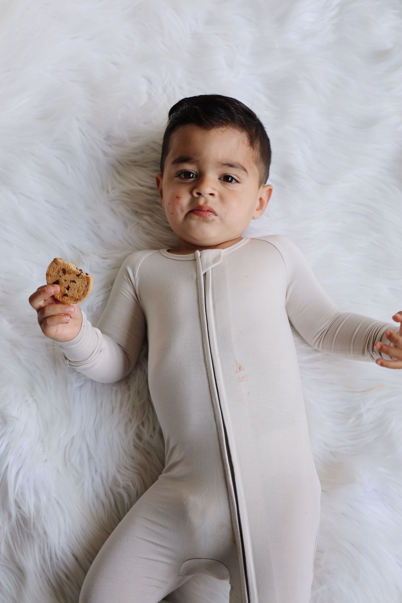 Bamboo Baby Pajama with 2 Zipper – Soft & Breathable Sleepwear | Beige