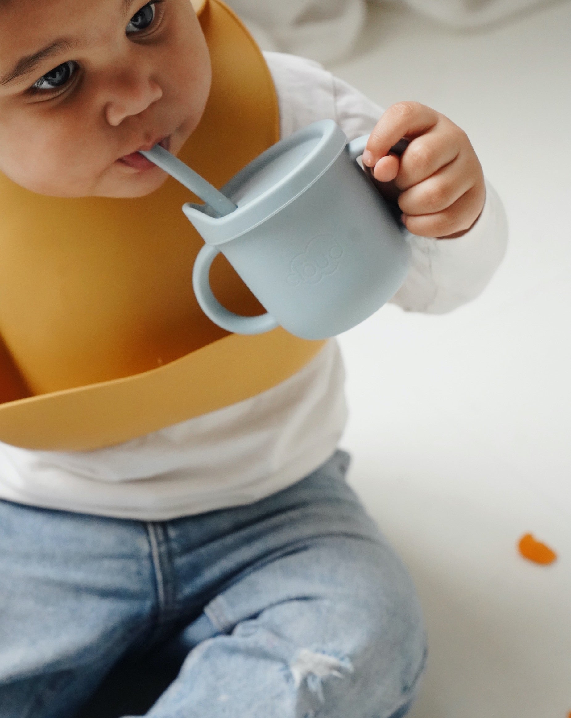 2-in-1 Silicone Training Cup – Baby Blue