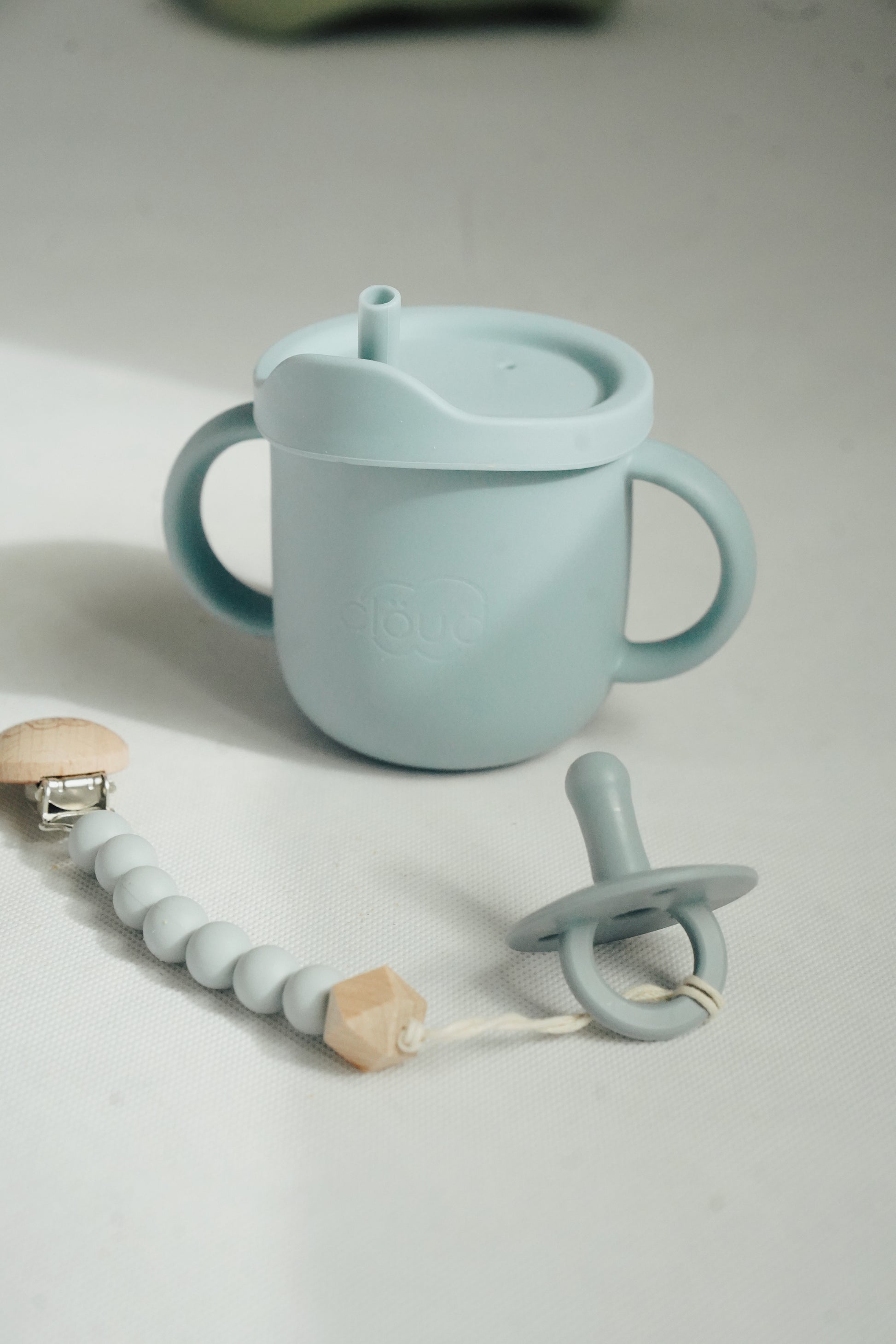 2-in-1 Silicone Training Cup – Baby Blue