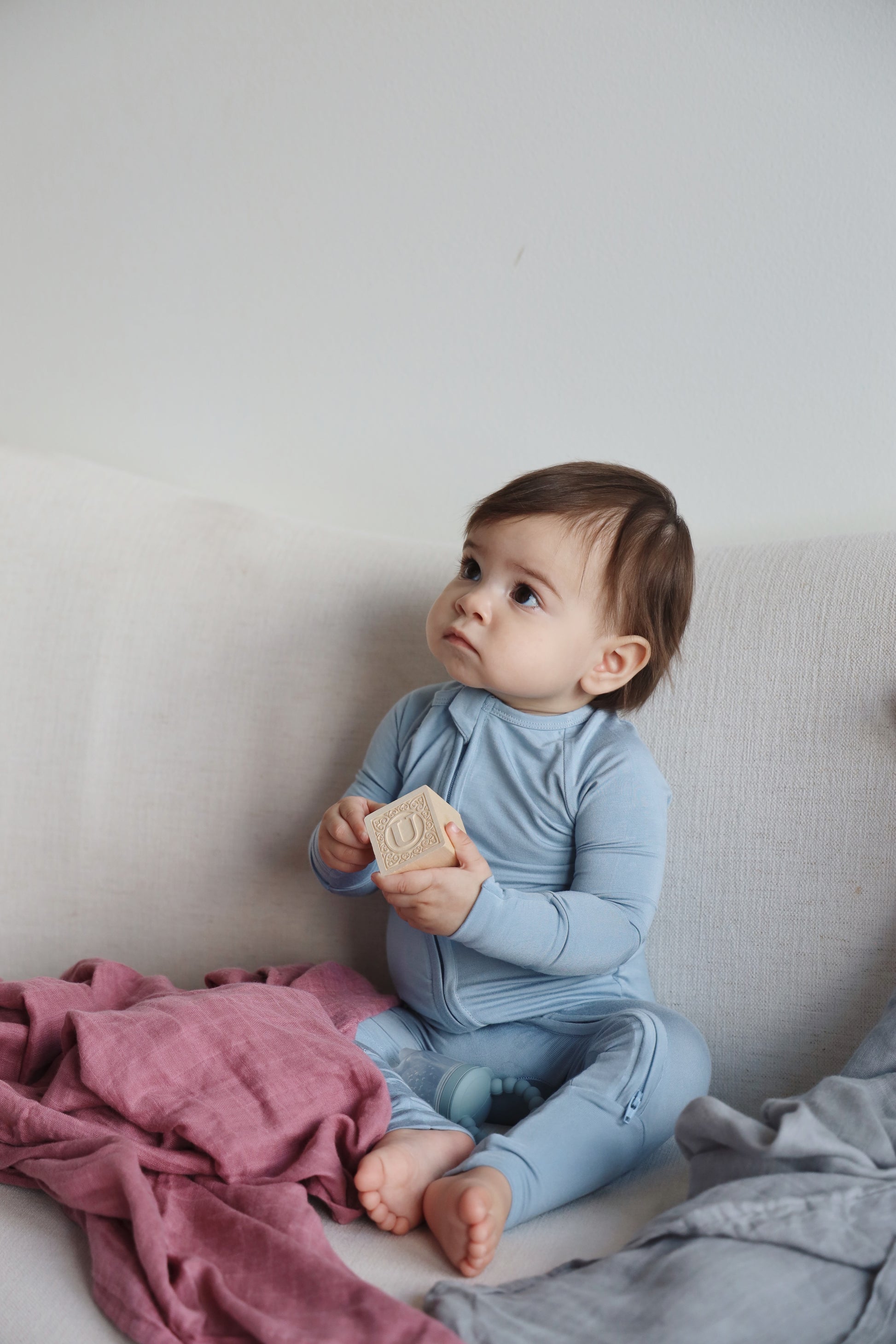 Bamboo Baby Pajama with 2 Zipper – Soft & Breathable Sleepwear - Dusty Blue