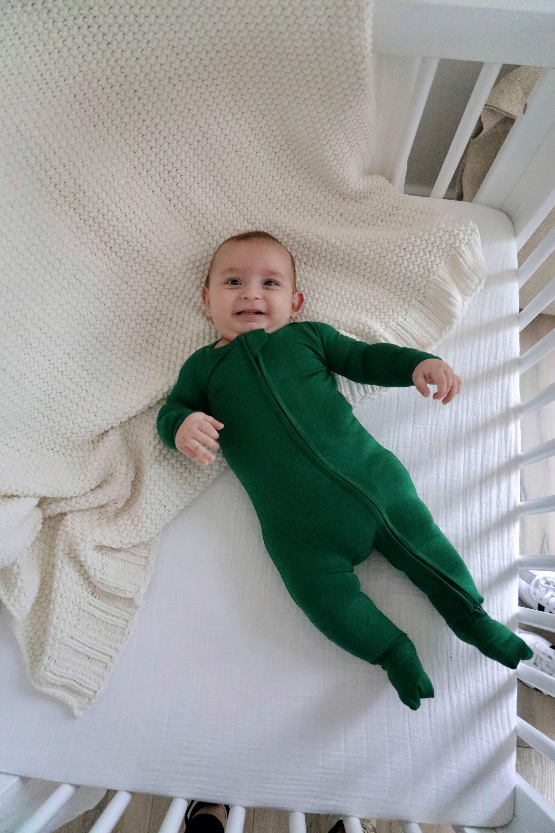 Bamboo Baby Pajama with 2 Zipper – Soft & Breathable Sleepwear | Deep Green