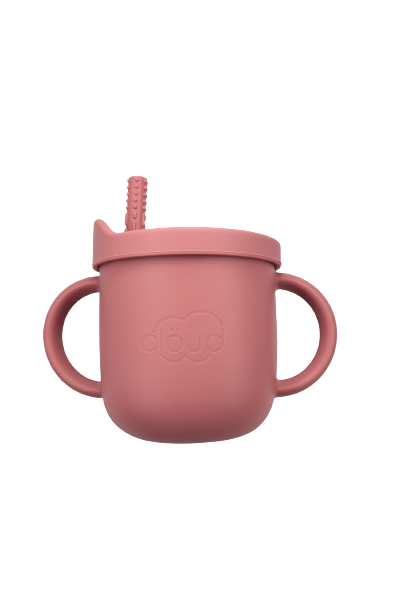 2-in-1 Silicone Training Cup – Dark Pink