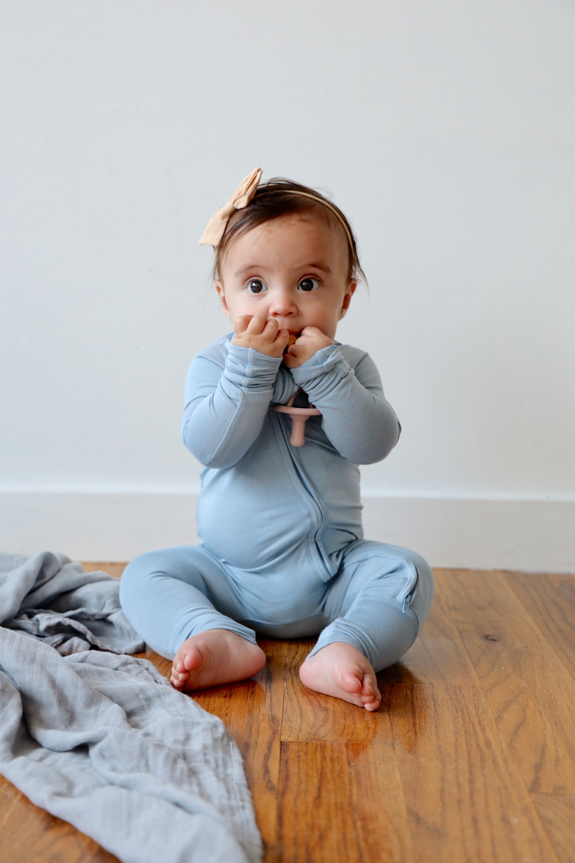 Bamboo Baby Pajama with 2 Zipper – Soft & Breathable Sleepwear - Dusty Blue