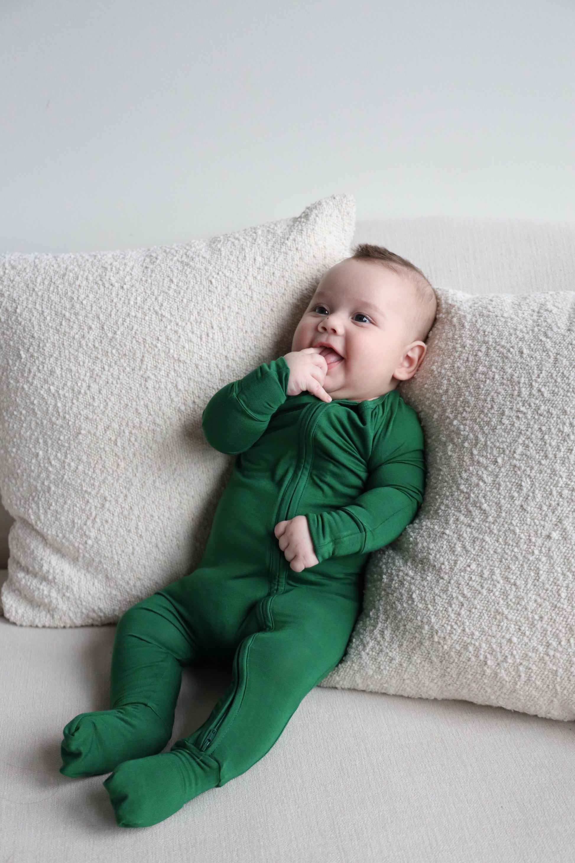 Bamboo Baby Pajama with 2 Zipper – Soft & Breathable Sleepwear | Deep Green