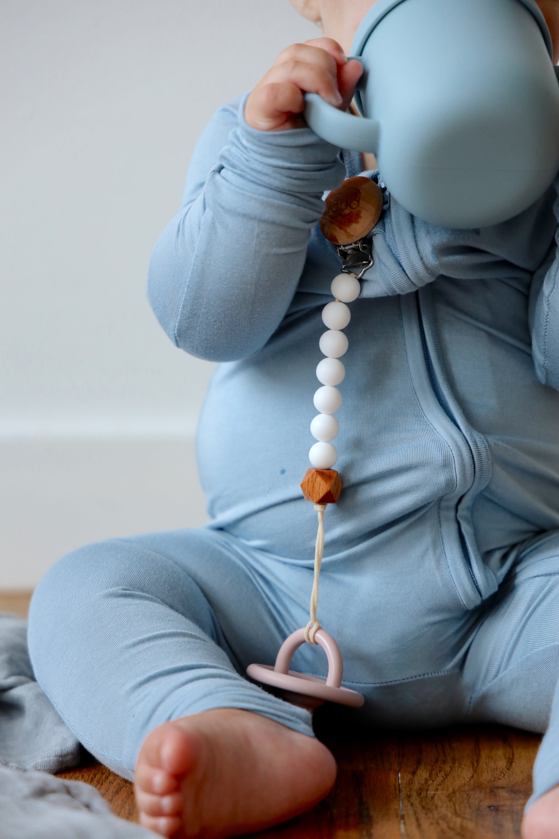 Bamboo Baby Pajama with 2 Zipper – Soft & Breathable Sleepwear - Dusty Blue