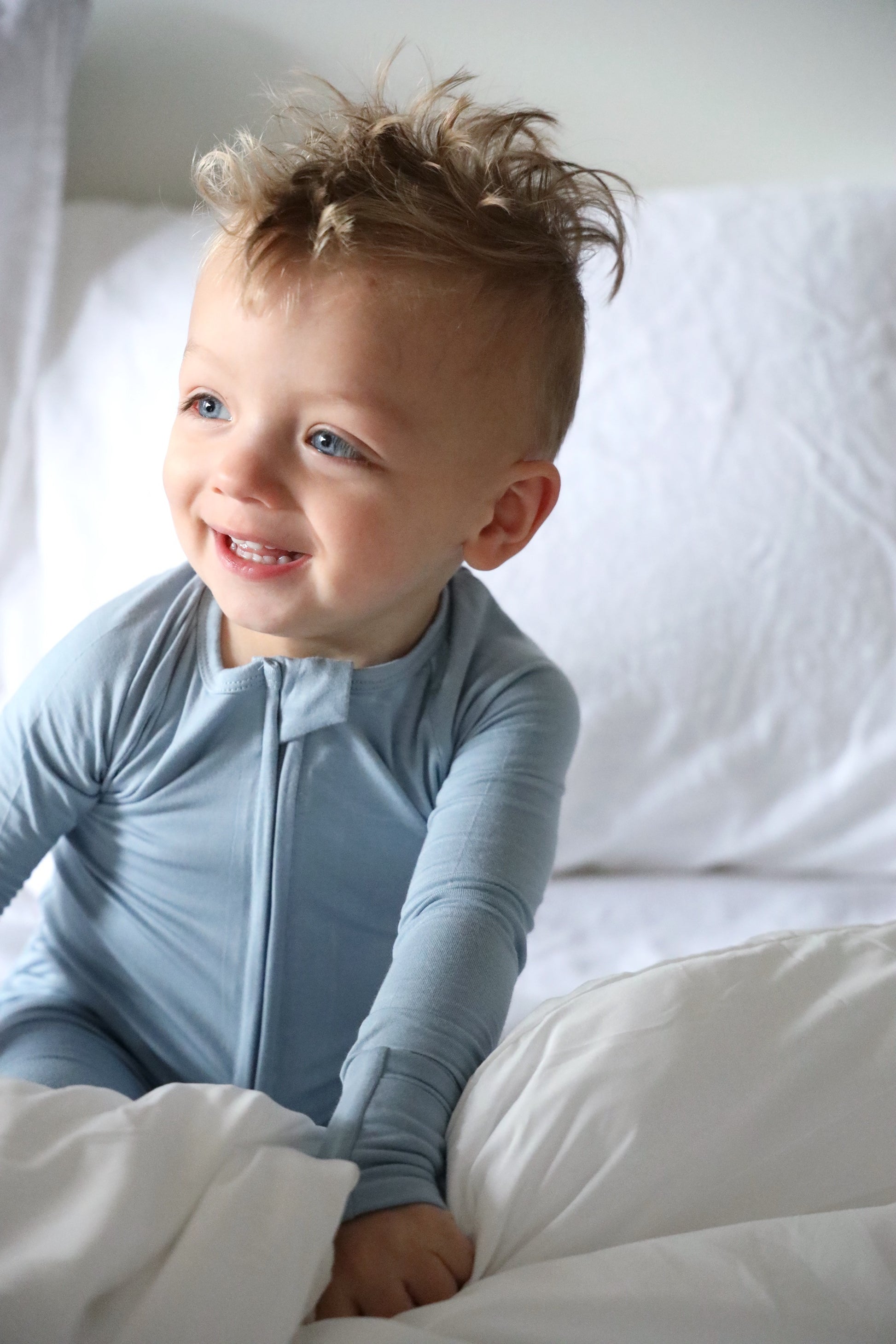 Bamboo Baby Pajama with 2 Zipper – Soft & Breathable Sleepwear - Dusty Blue