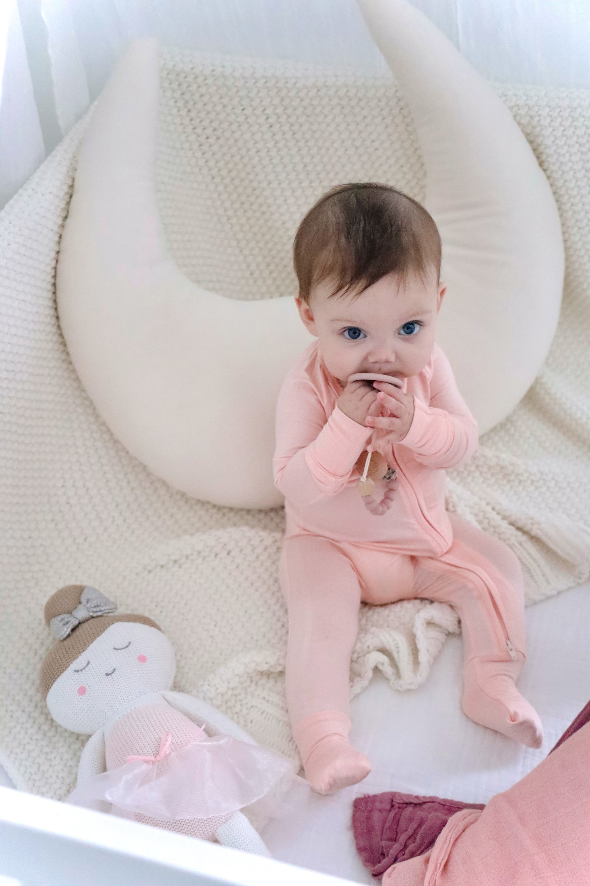 Bamboo Baby Pajama with 2 Zipper – Soft & Breathable Sleepwear - Baby Pink