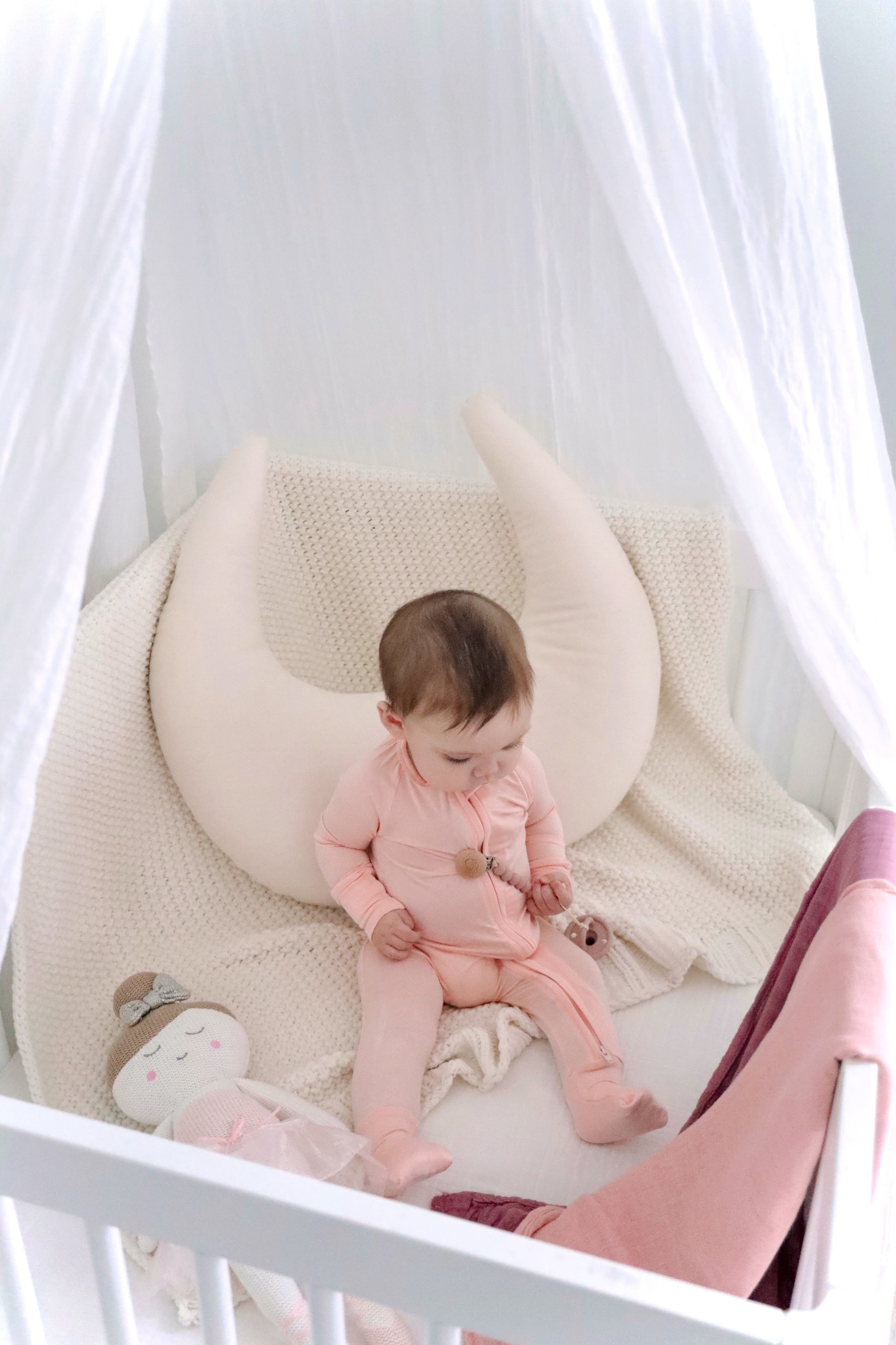 Bamboo Baby Pajama with 2 Zipper – Soft & Breathable Sleepwear - Baby Pink