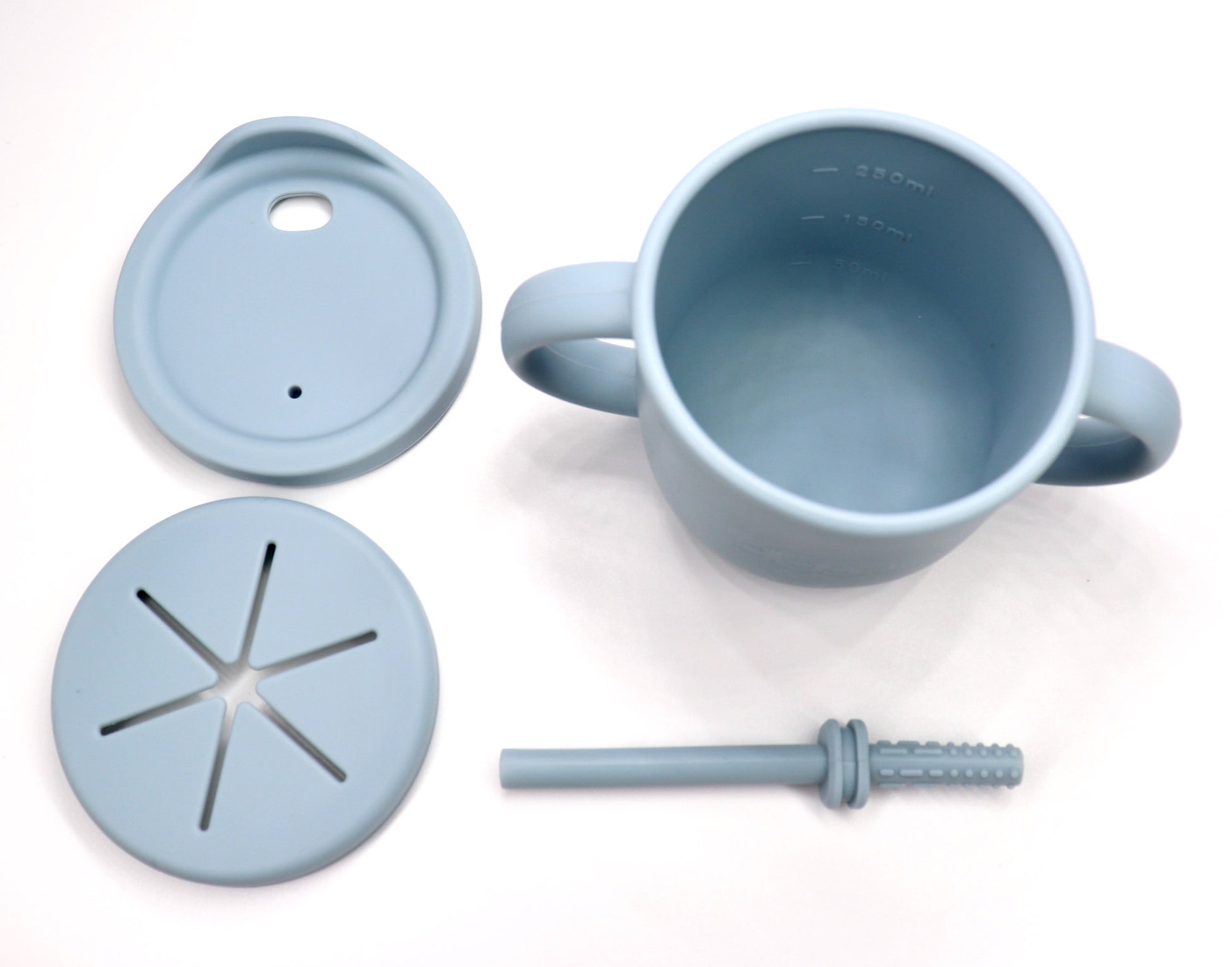 2-in-1 Silicone Training Cup – Baby Blue