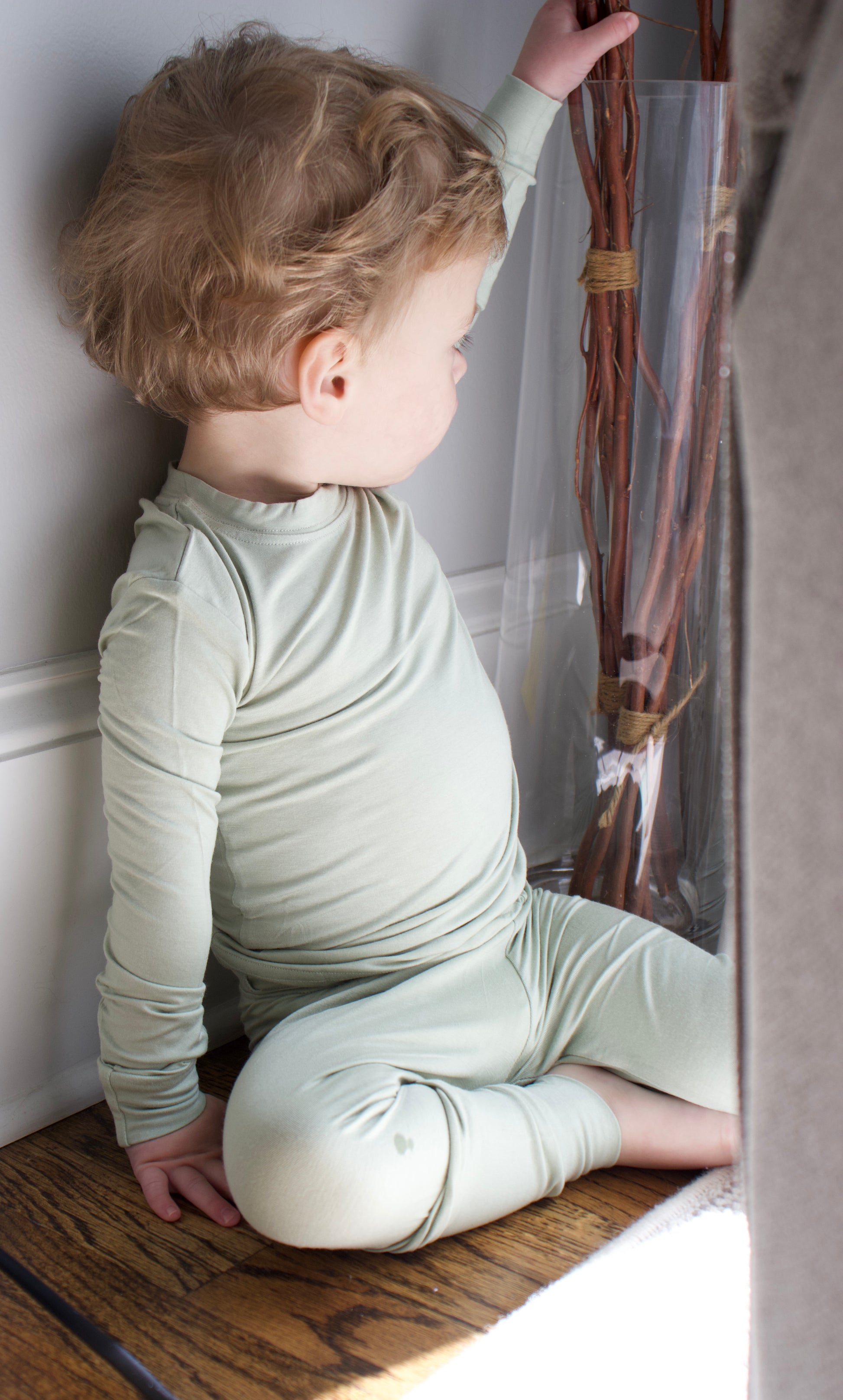 Toddler Snuggle Set – Light Green Child Bamboo Pajama