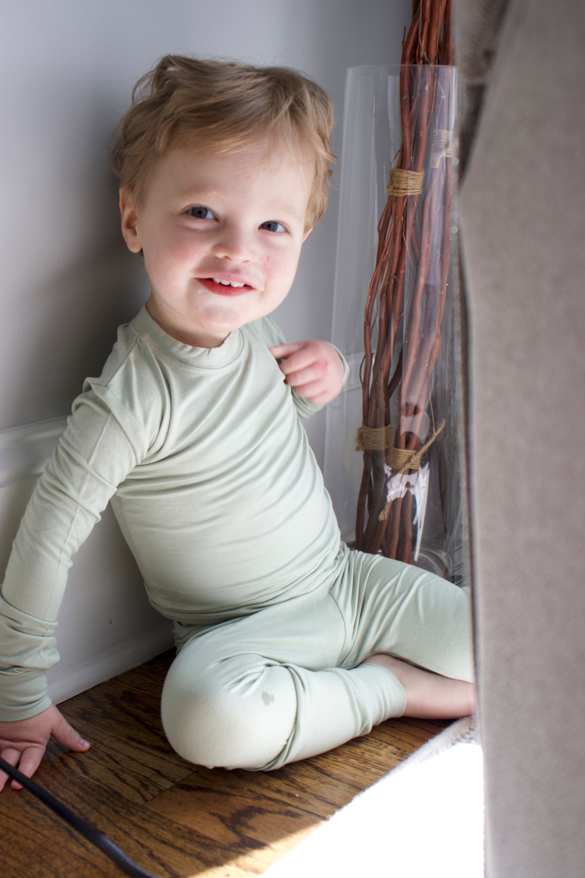 Toddler Snuggle Set – Light Green Child Bamboo Pajama