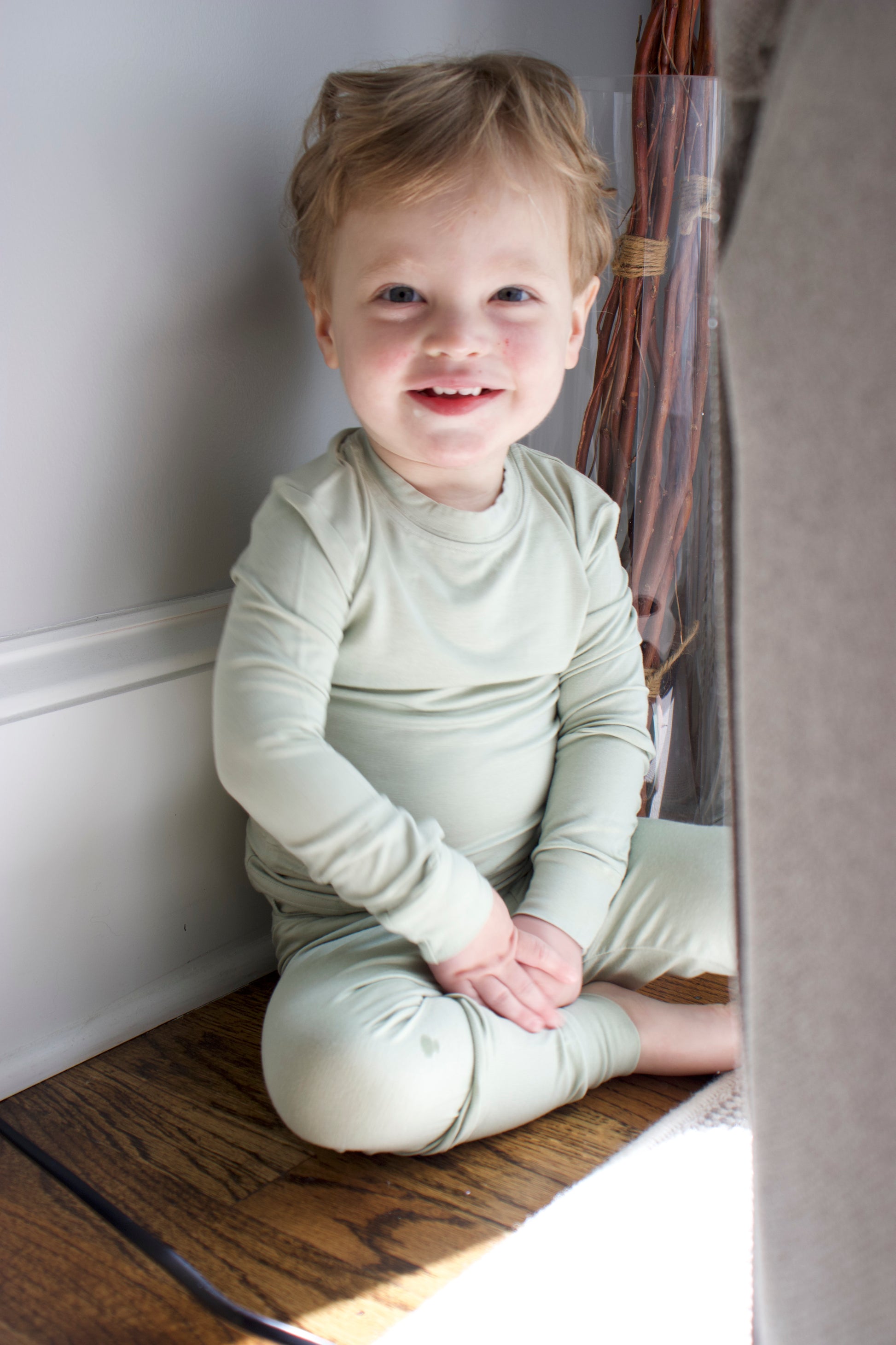Toddler Snuggle Set – Light Green Child Bamboo Pajama