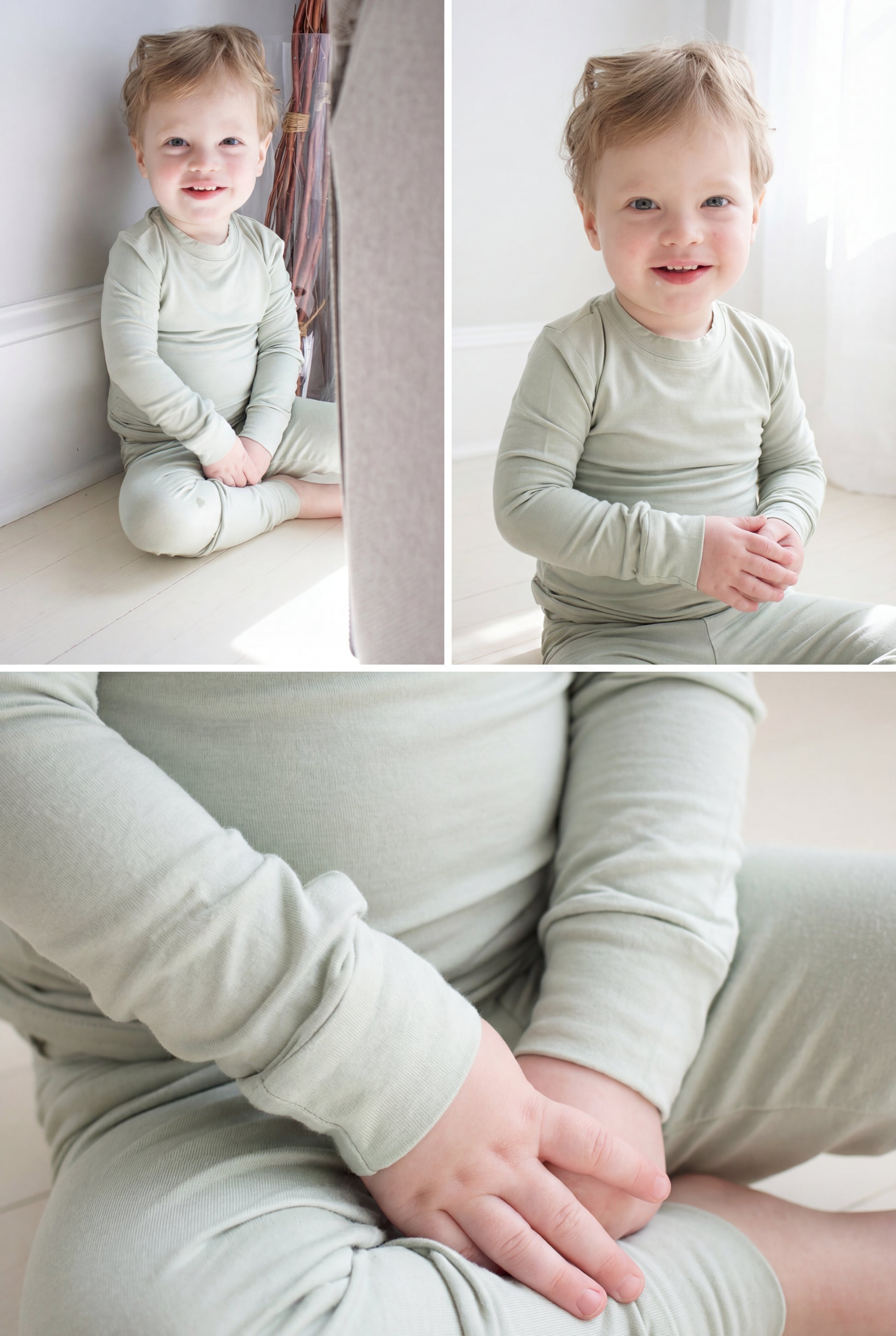 Toddler Snuggle Set – Light Green Child Bamboo Pajama