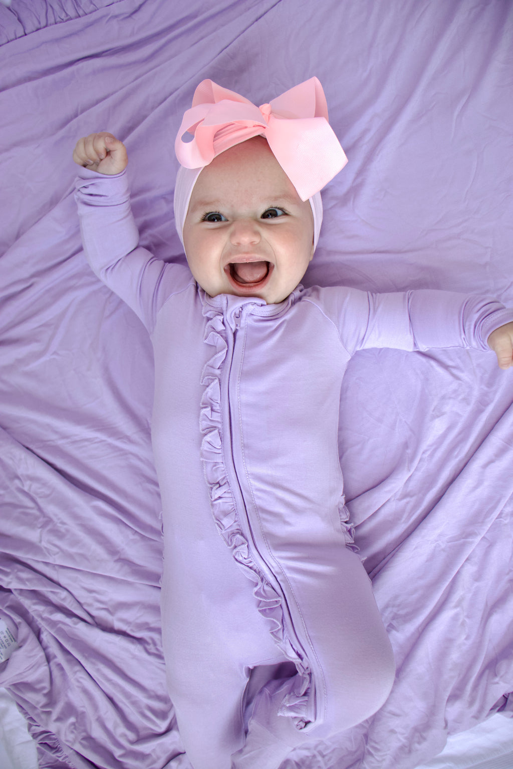 Ruffle - Footed Bamboo Baby Pajama with 2 Zipper – Soft & Breathable Sleepwear | Lavender