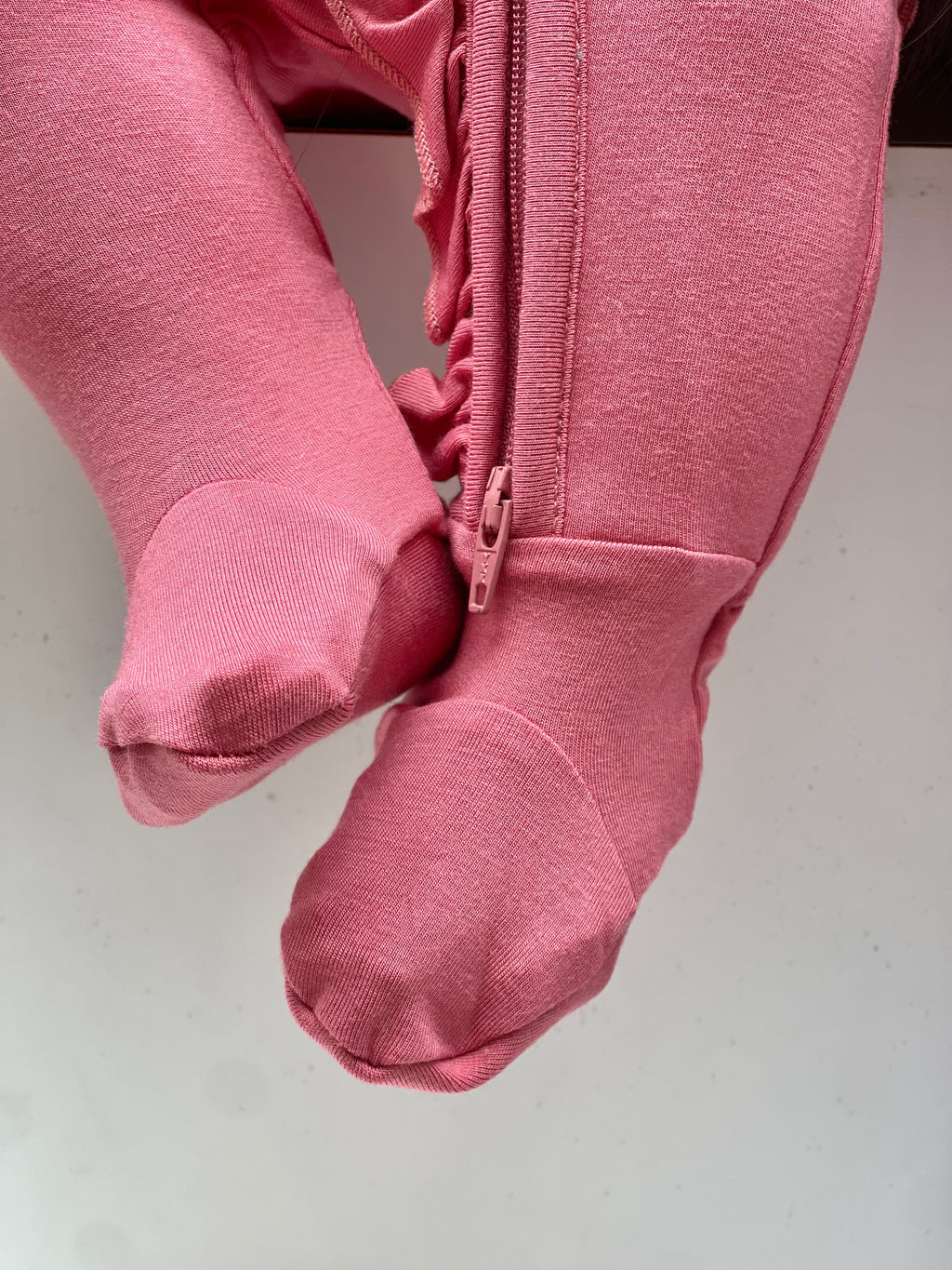 Ruffle - Footed Bamboo Baby Pajama with 2 Zipper – Soft & Breathable Sleepwear | Rose Pink