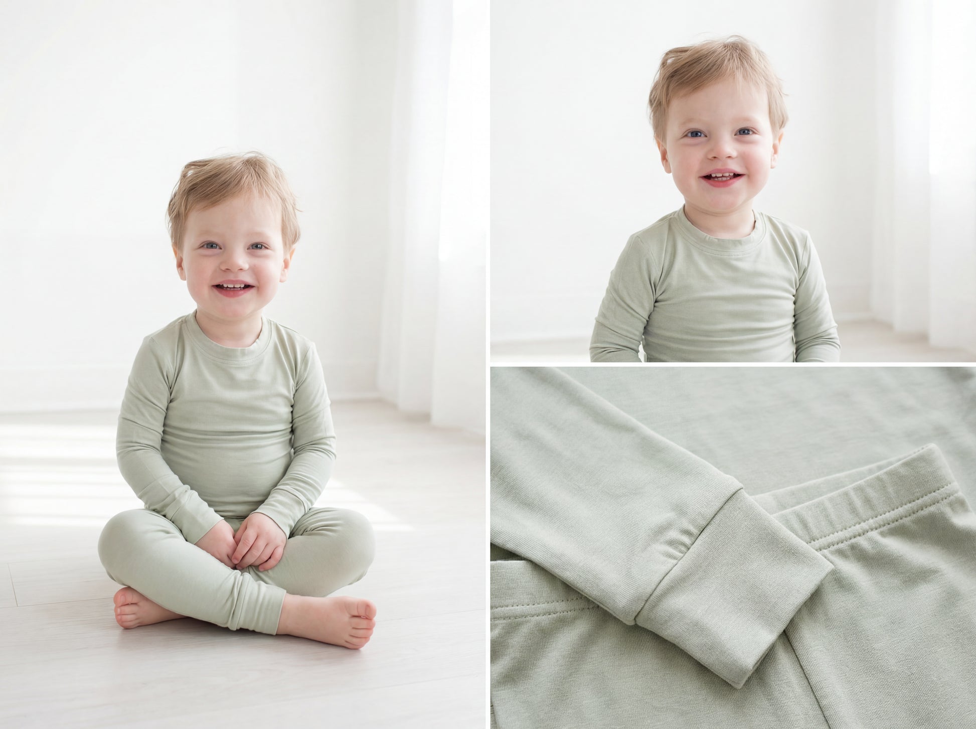 Toddler Snuggle Set – Light Green Child Bamboo Pajama