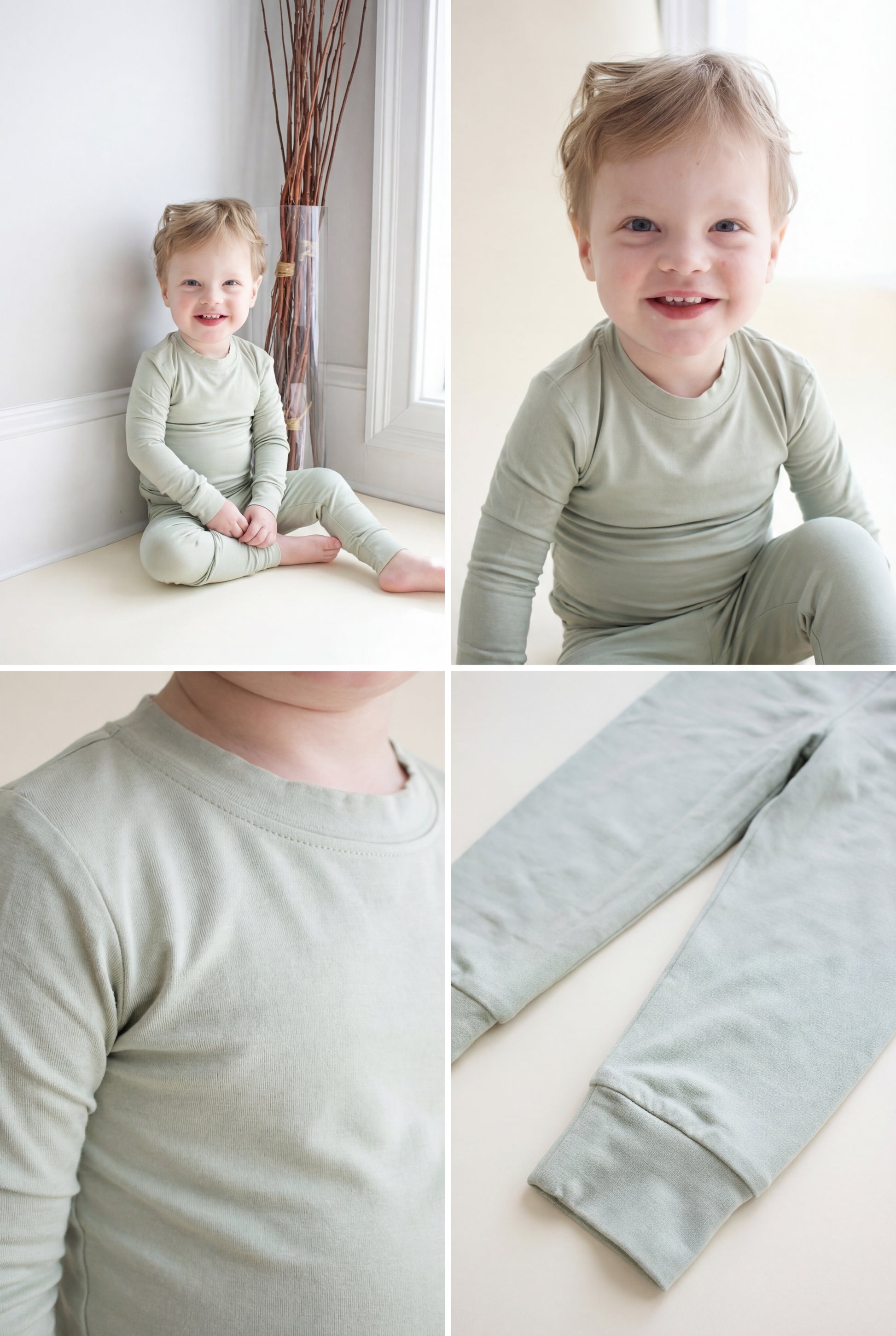 Toddler Snuggle Set – Light Green Child Bamboo Pajama