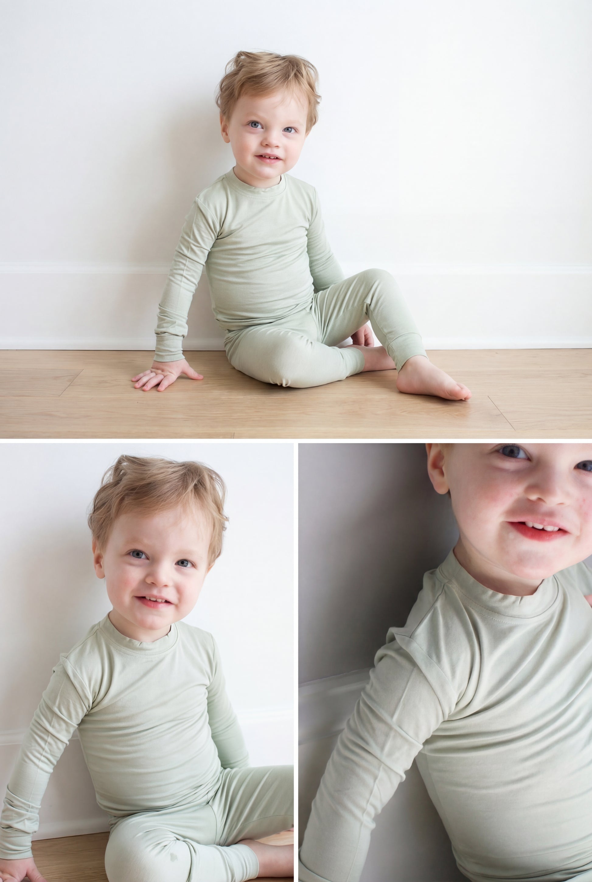 Toddler Snuggle Set – Light Green Child Bamboo Pajama