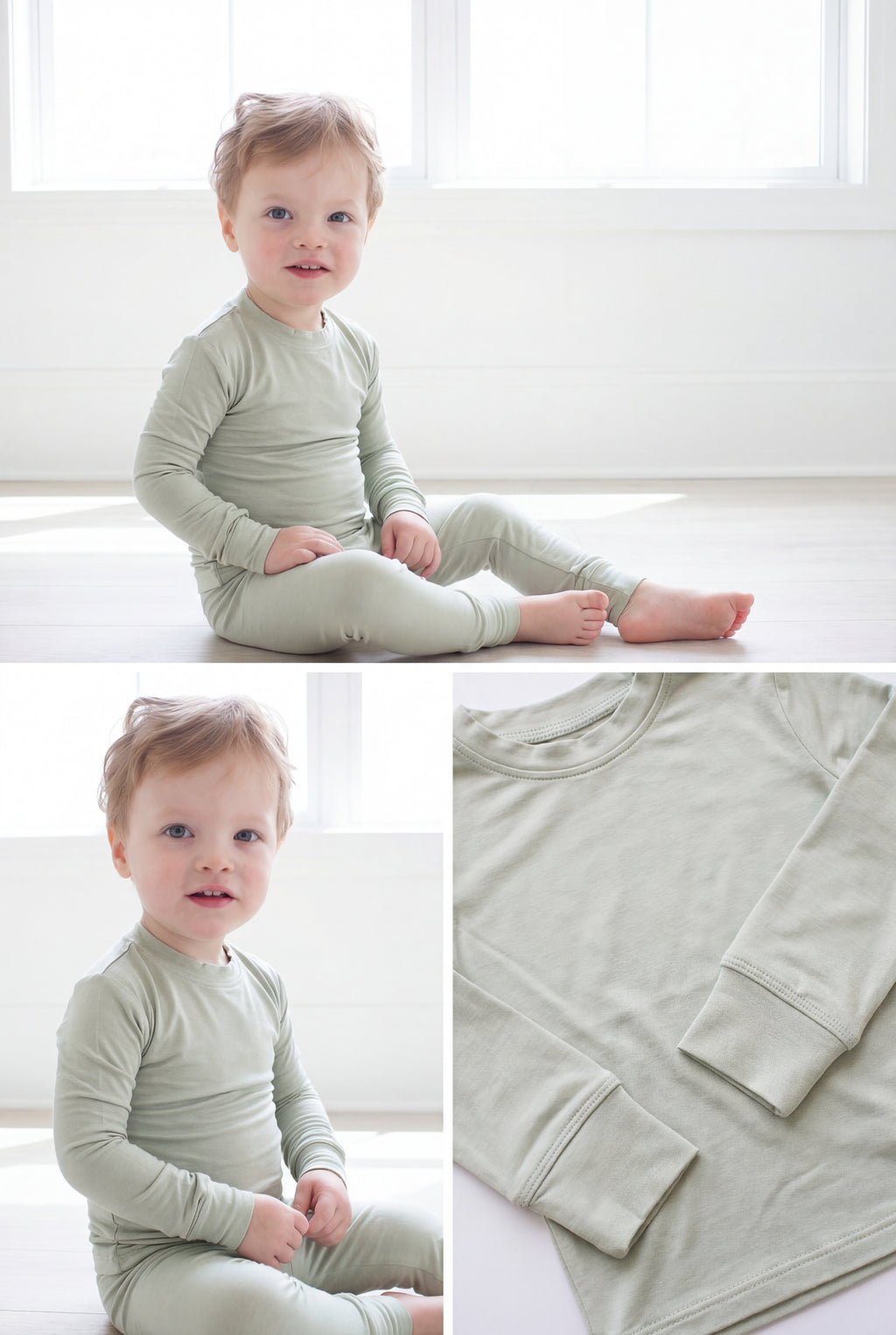 Toddler Snuggle Set – Light Green Child Bamboo Pajama