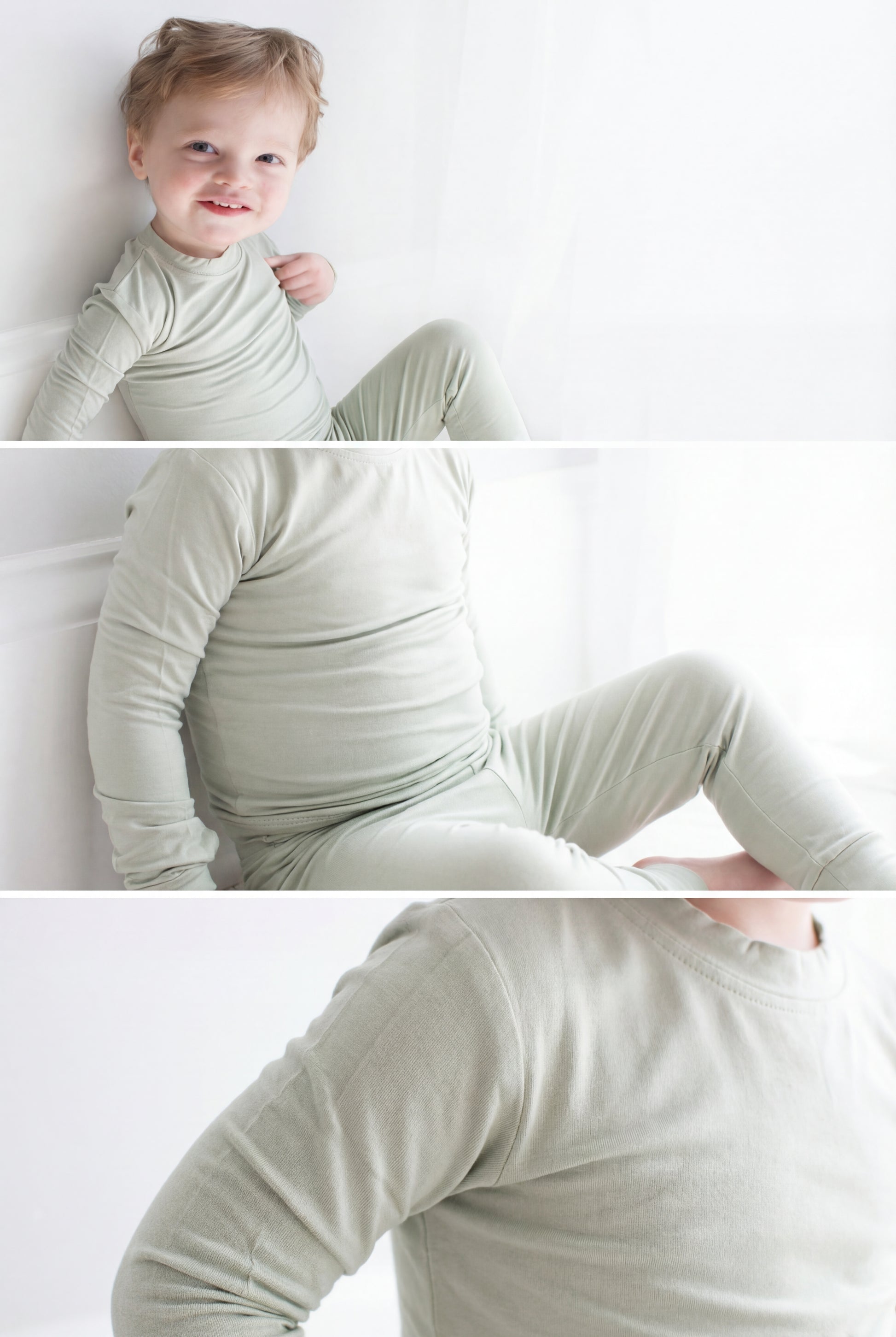 Toddler Snuggle Set – Light Green Child Bamboo Pajama