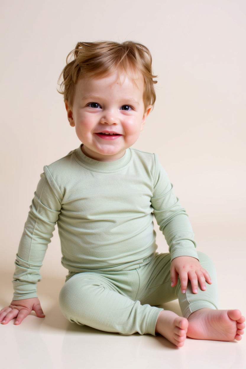 Toddler Snuggle Set – Light Green Child Bamboo Pajama
