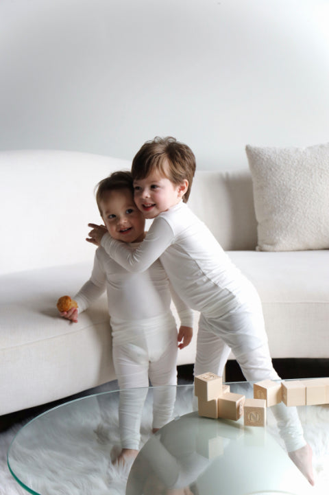 Toddler Snuggle Set – White Child Bamboo Pajama