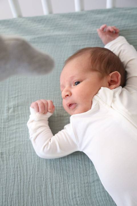 Bamboo Baby Pajama with 2 Zipper – Soft & Breathable Sleepwear - White
