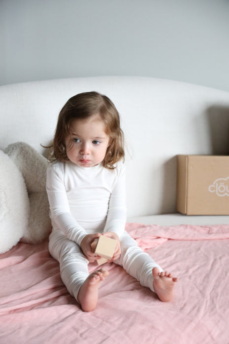 Toddler Snuggle Set – White Child Bamboo Pajama