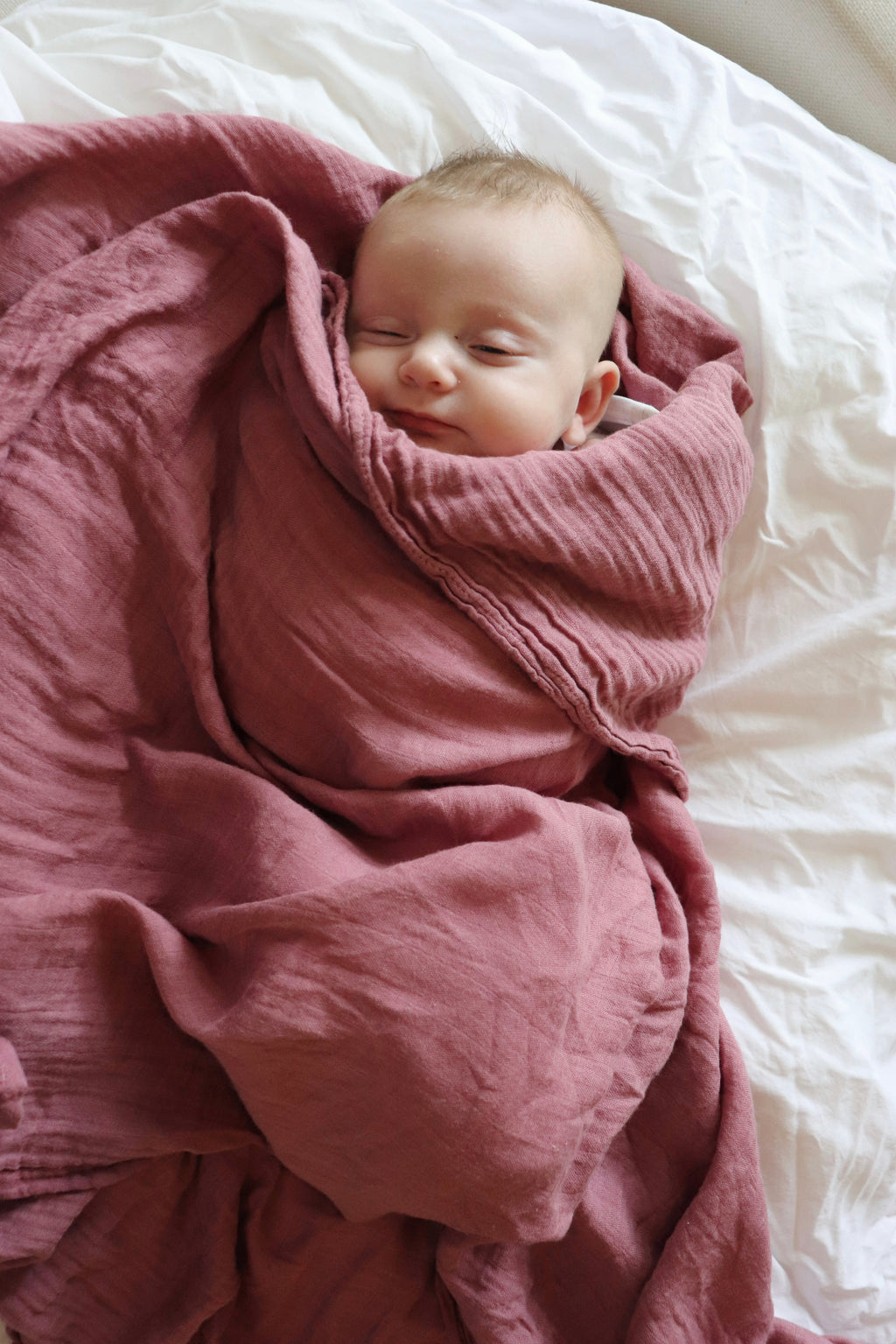 Bamboo Muslin Swaddle Blanket - Dark Pink