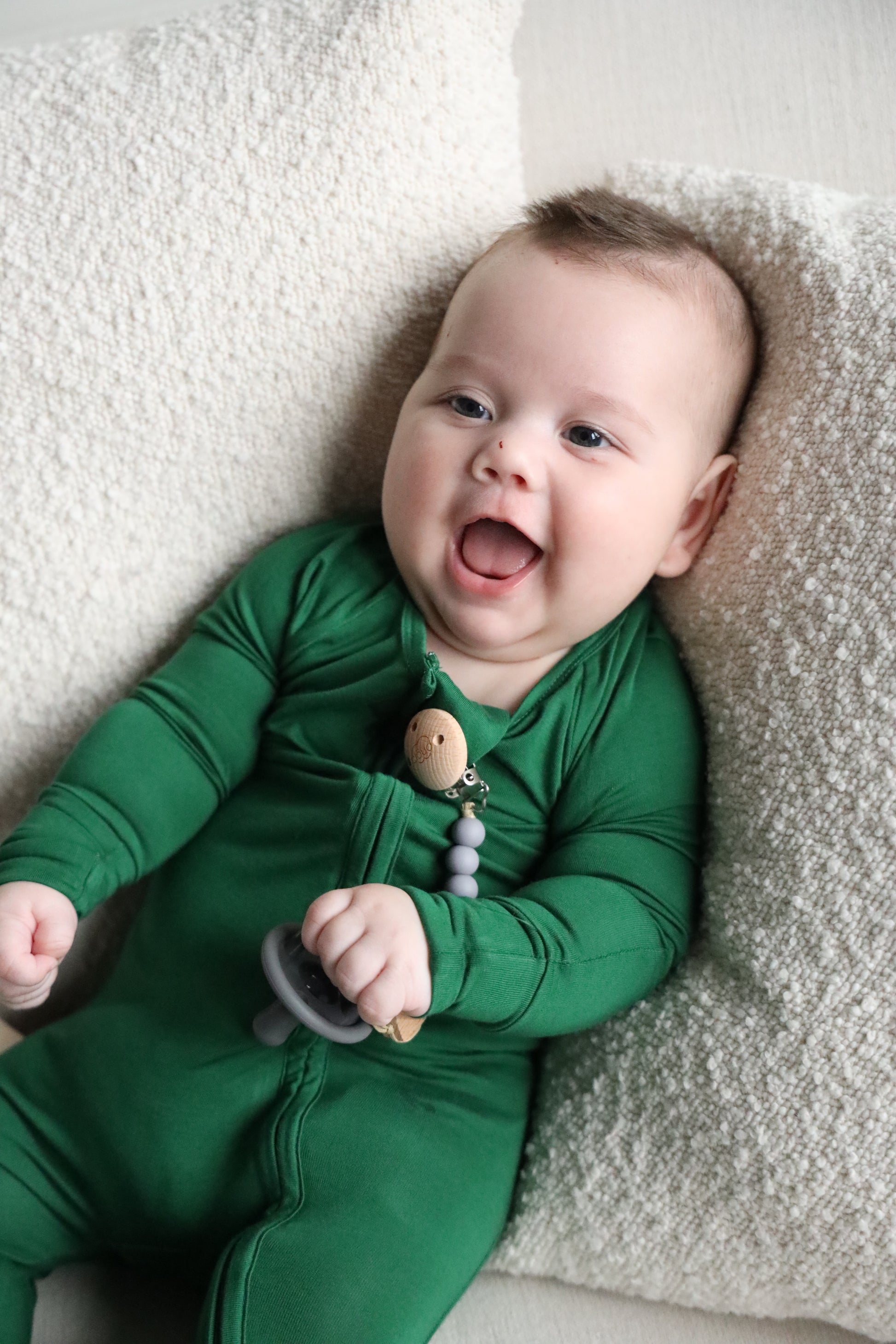 Bamboo Baby Pajama with 2 Zipper – Soft & Breathable Sleepwear | Deep Green