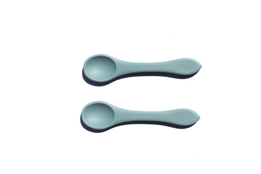 Silicone Baby Spoons (x2) - Baby Blue