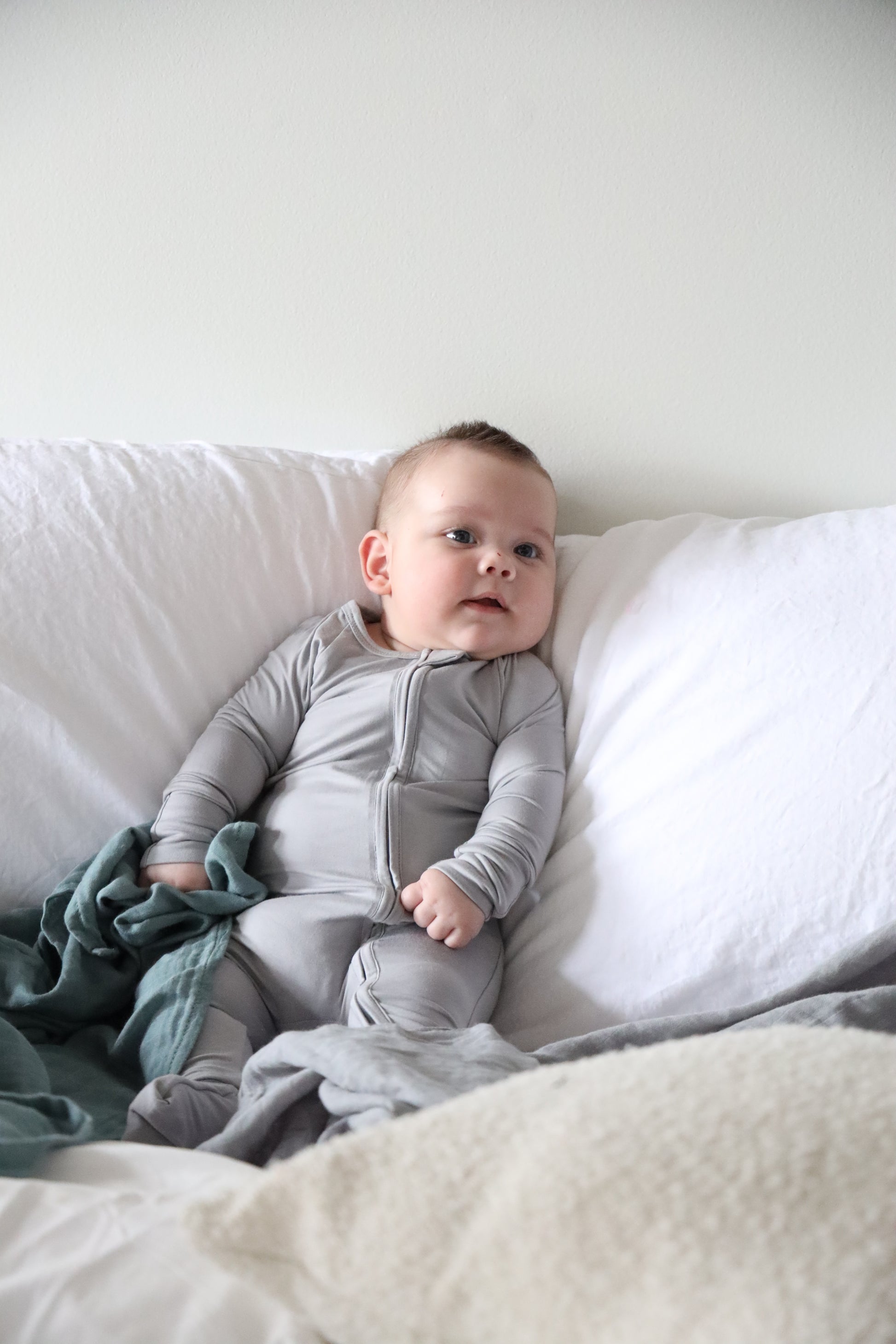 Bamboo Baby Pajama with 2 Zipper – Soft & Breathable Sleepwear |  Grey