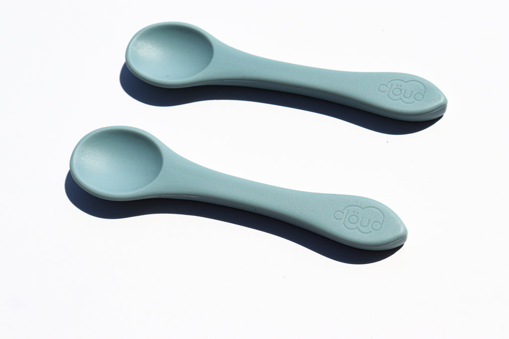 Silicone Baby Spoons (x2) - Baby Blue